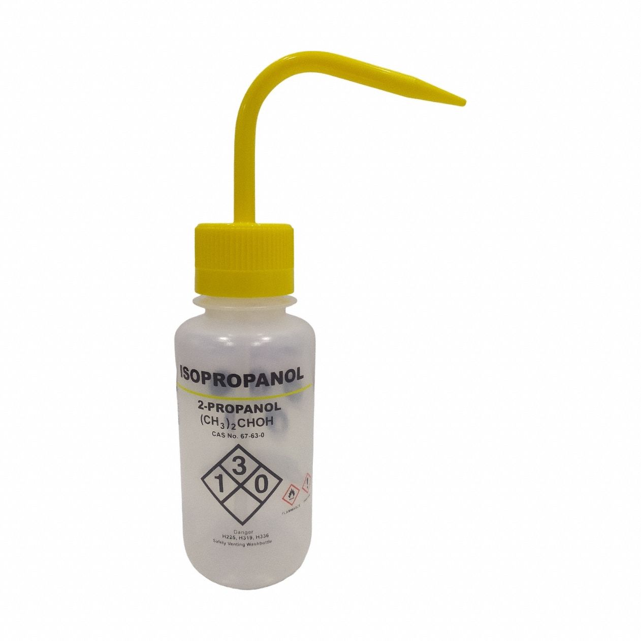 Wash Bottle: 8.45 fl oz Capacity - oz, 250 mL Capacity - mL, Isopropanol, Wide Mouth Size, Vented