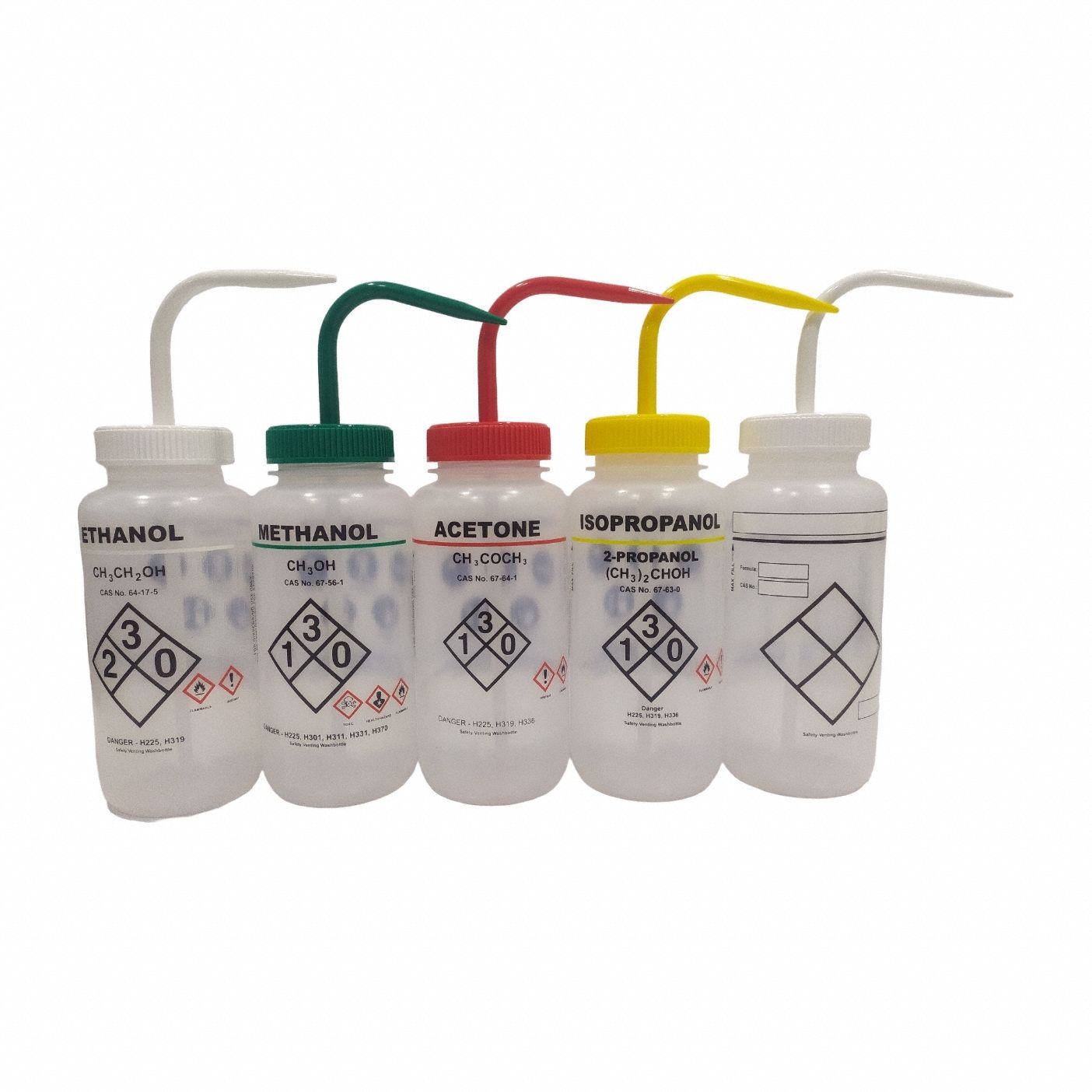 Wash Bottle: 16 fl oz Capacity - oz, 500 mL Capacity - mL, Wide Mouth Size, Vented, Plastic, Clear