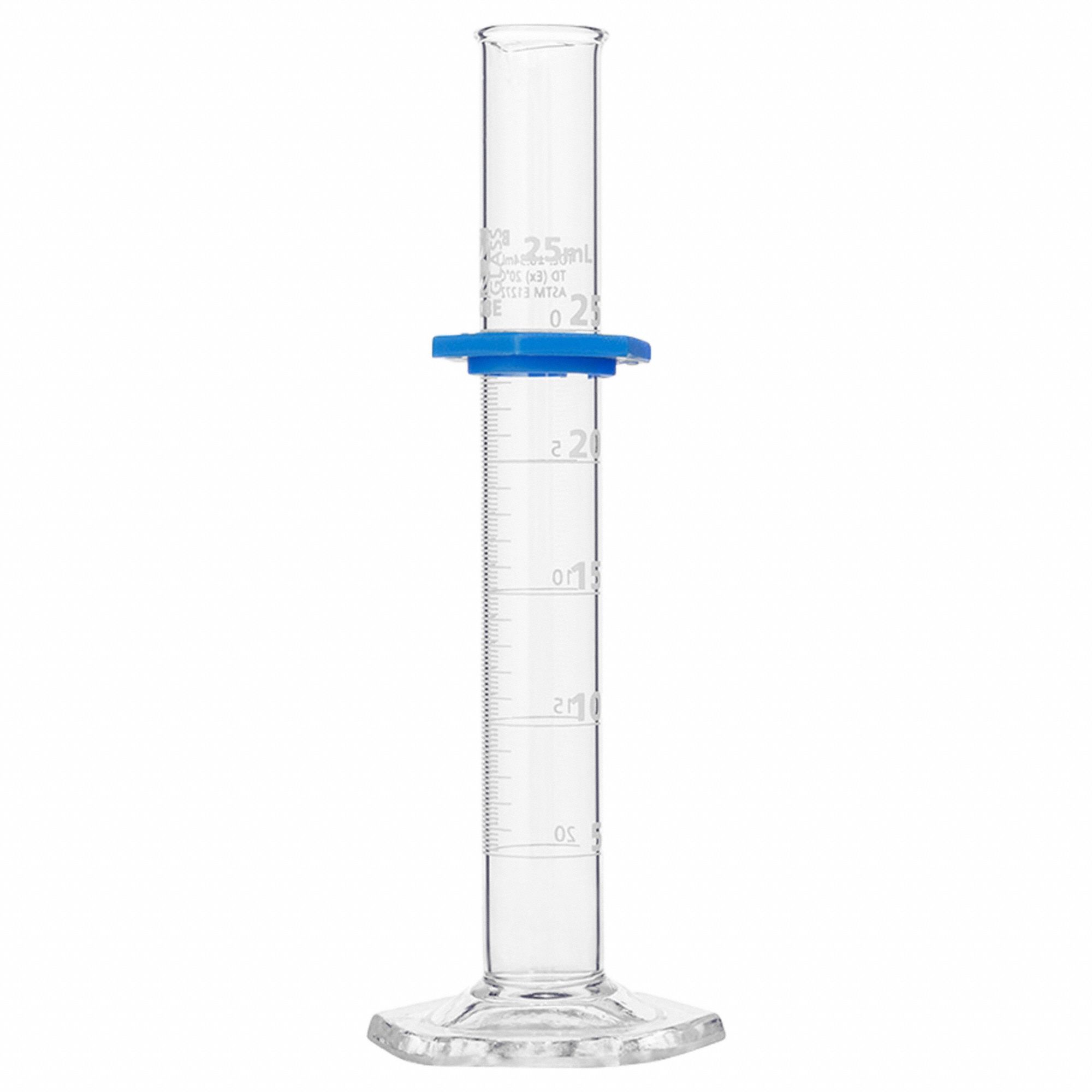 Cylinder: 25 mL Capacity - mL, 0.8 fl oz Capacity - oz, 0.5 mL Graduation Increments - mL, Type I, A