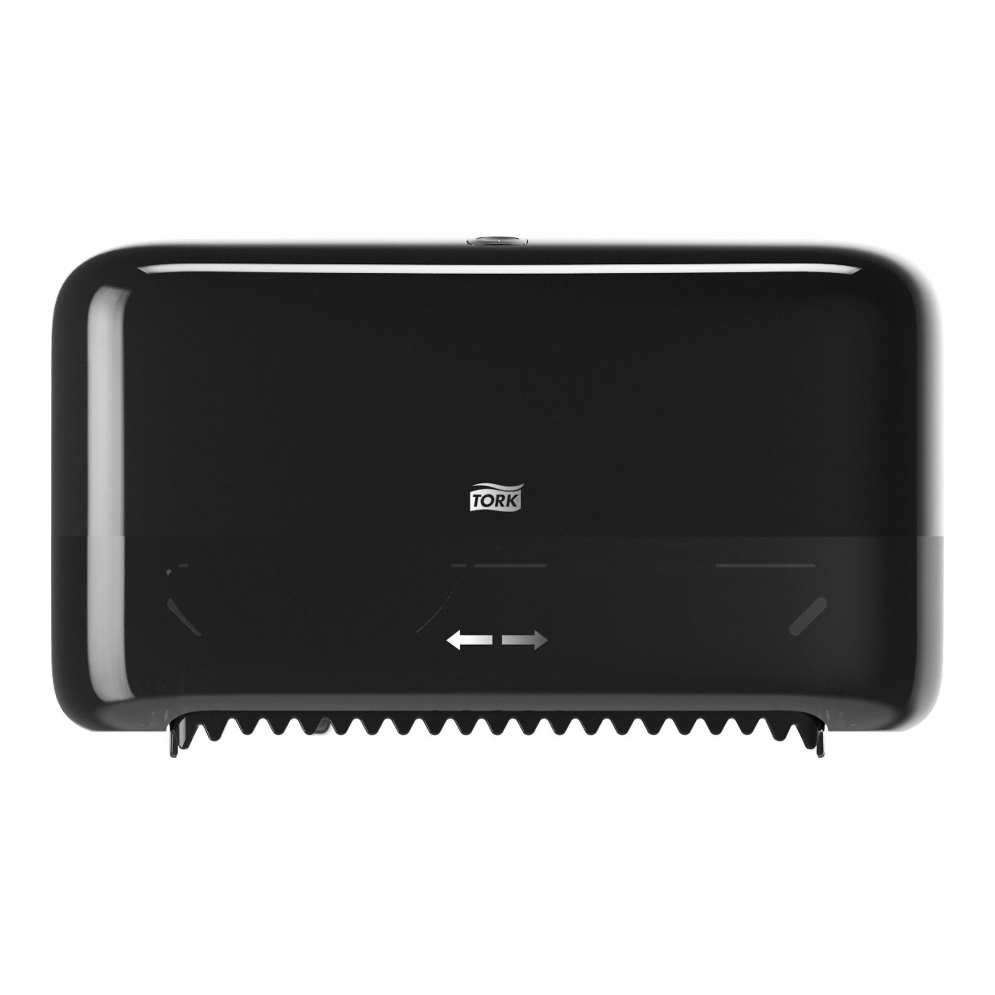 Toilet Paper Dispenser: Coreless, Horizontal Double Roll, Plastic, Black, T7 OptiServe®