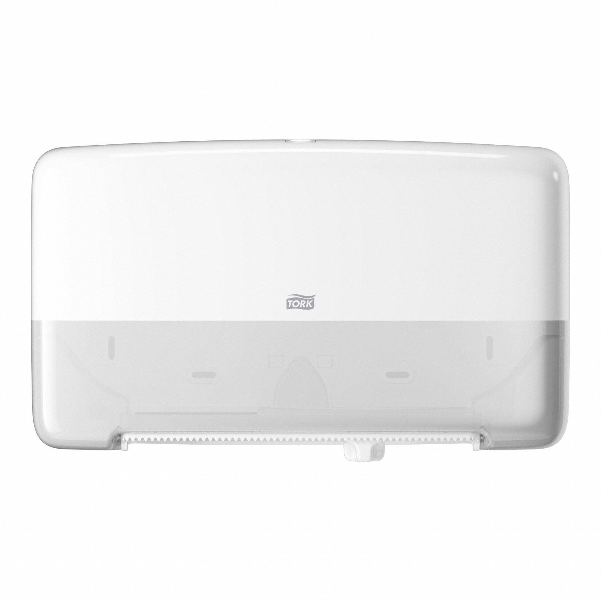 Toilet Paper Dispenser: Jumbo Core, Horizontal Double Roll, Plastic, White, T2