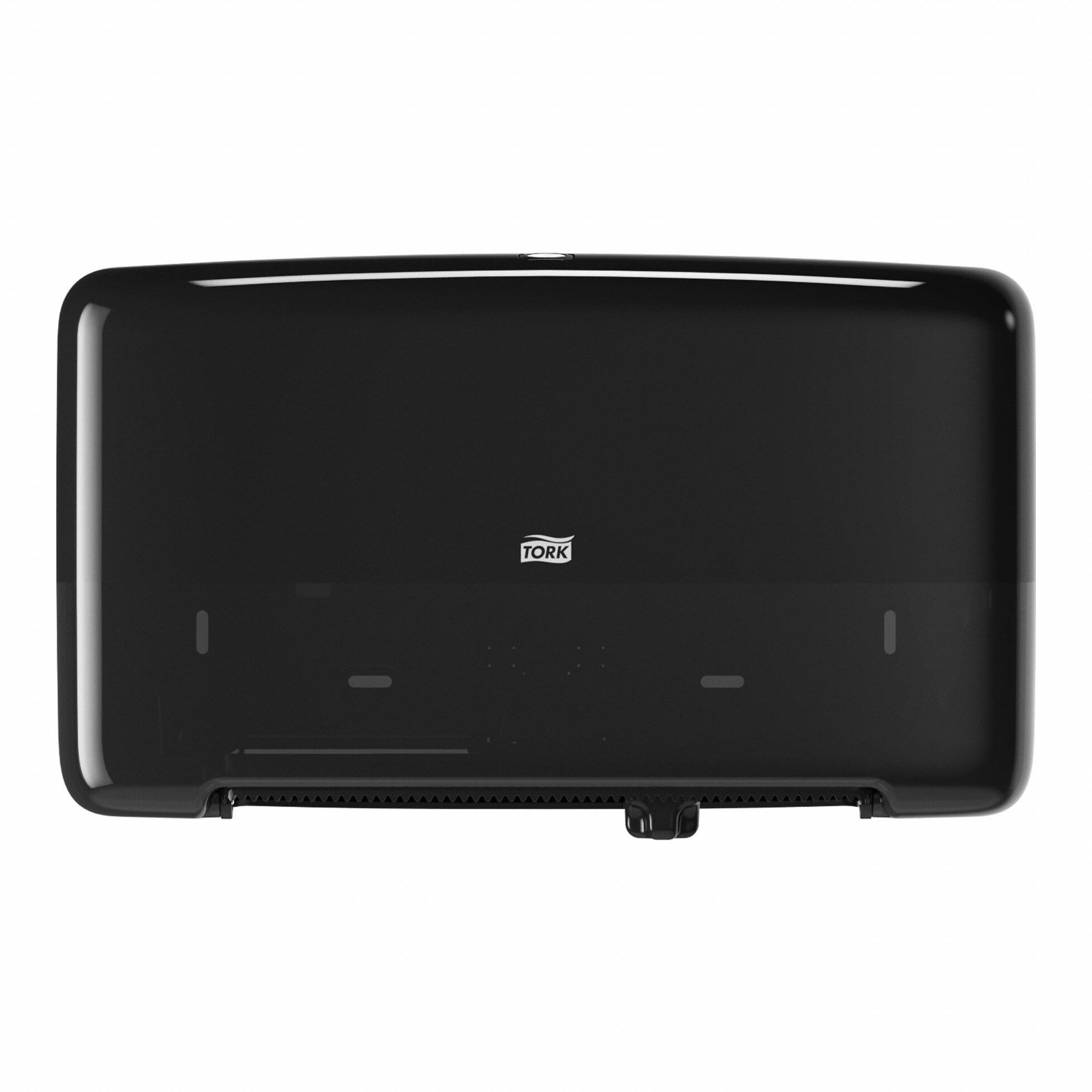 Toilet Paper Dispenser: Jumbo Core, Horizontal Double Roll, Plastic, Black, T2