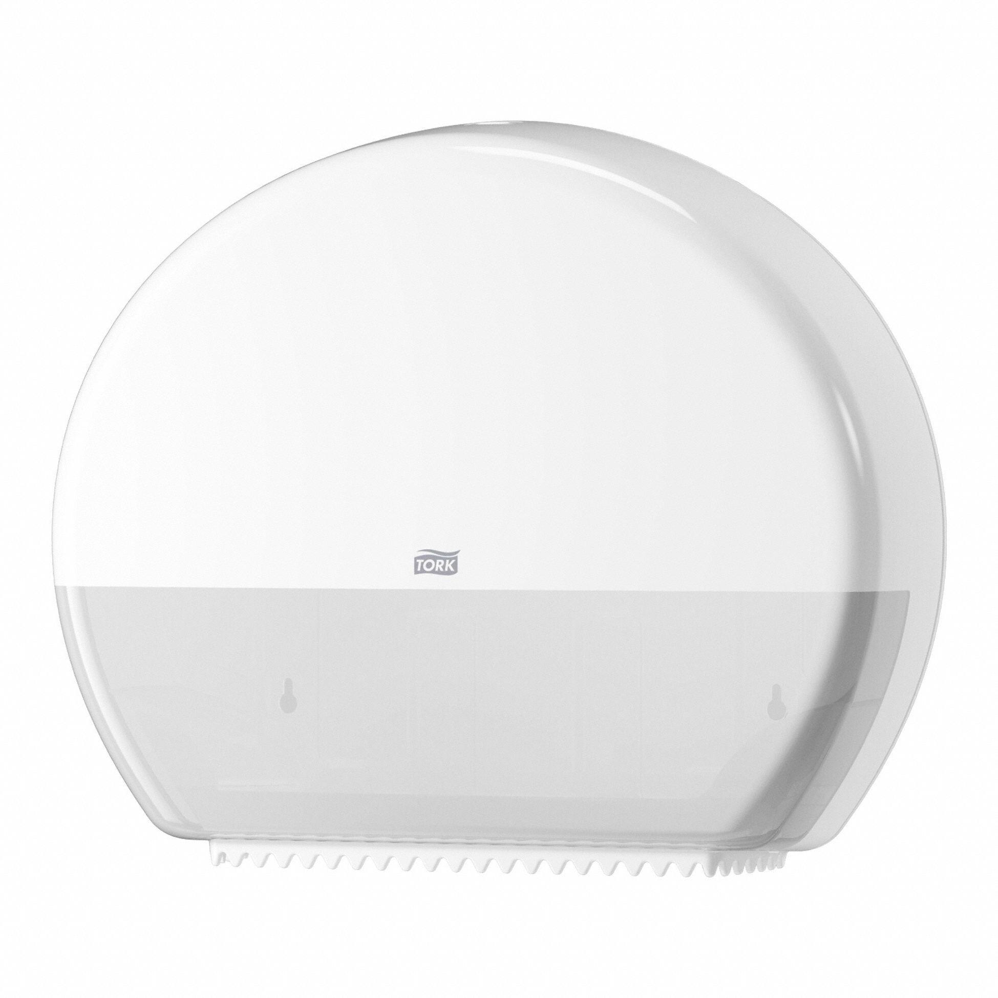 Toilet Paper Dispenser: Jumbo Core, Horizontal Single Roll, Plastic, White, T1