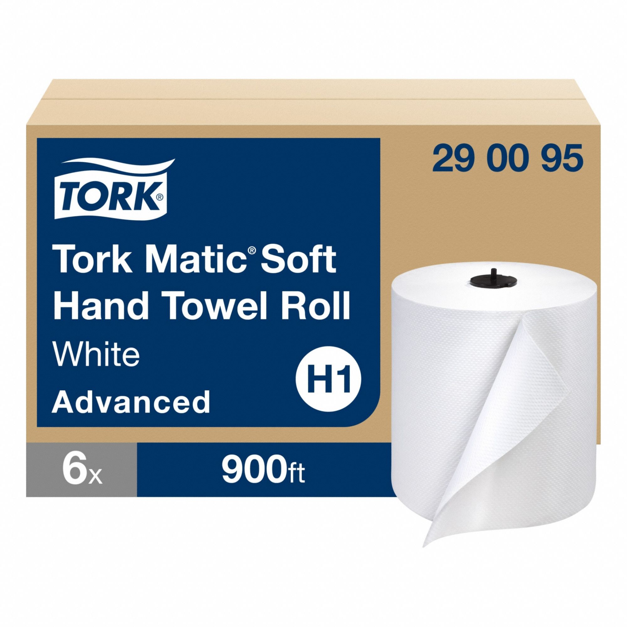 Paper Towel Roll: White, 7 3/4 in Roll Wd, 900 ft Roll Lg, Continuous Sheet Lg, Hardwound, 6 PK