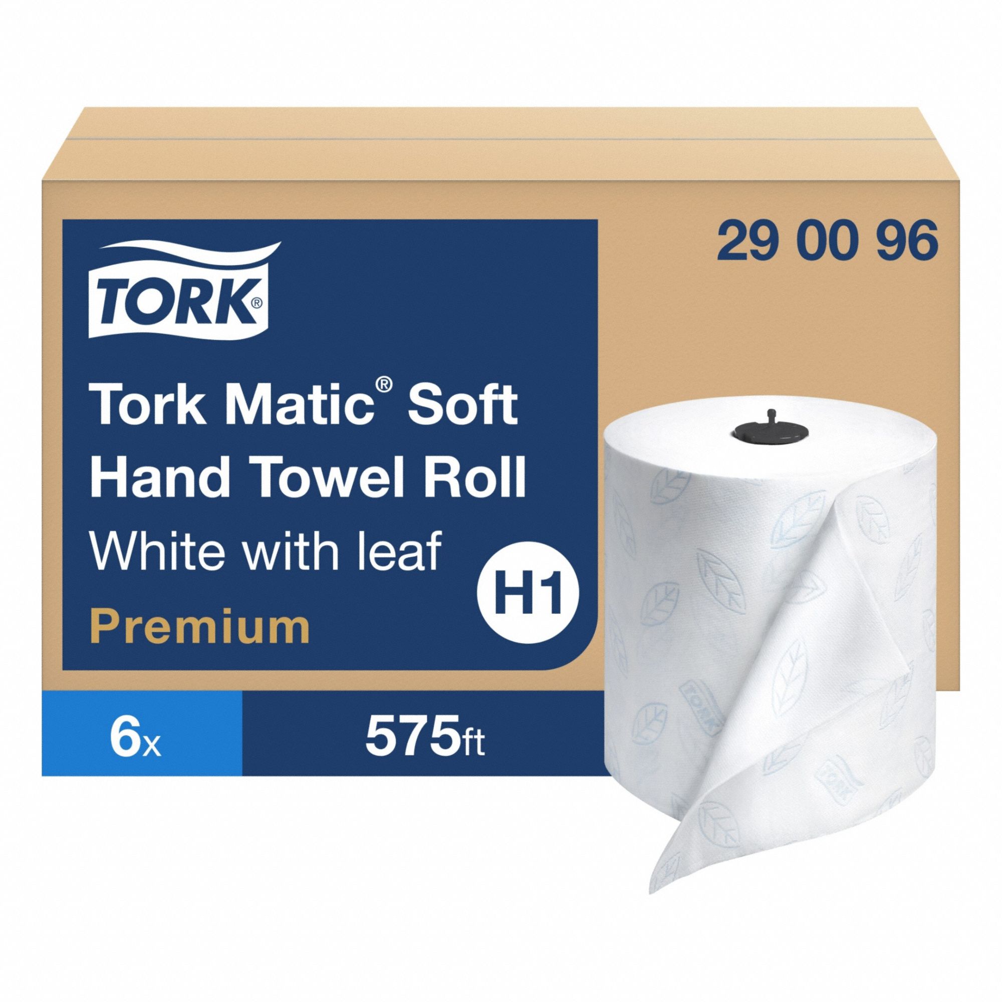 Paper Towel Roll: White, 7 3/4 in Roll Wd, 575 ft Roll Lg, Continuous Sheet Lg, Hardwound, 6 PK