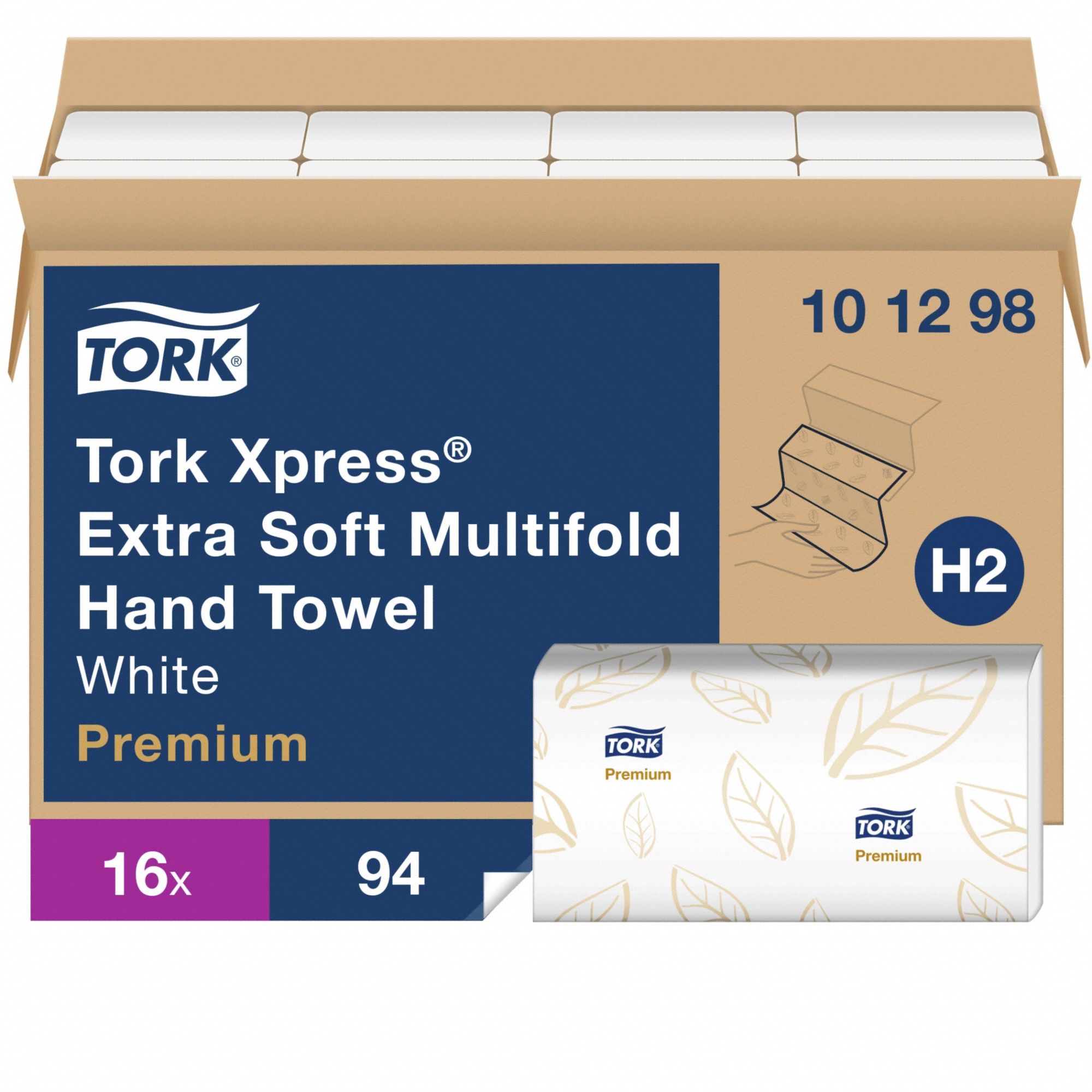 Paper Towel Sheets: White, 9 1/8 in Sheet Wd, 12 3/4 in Sheet Lg, 94 Sheets, 2 Ply, 16 PK