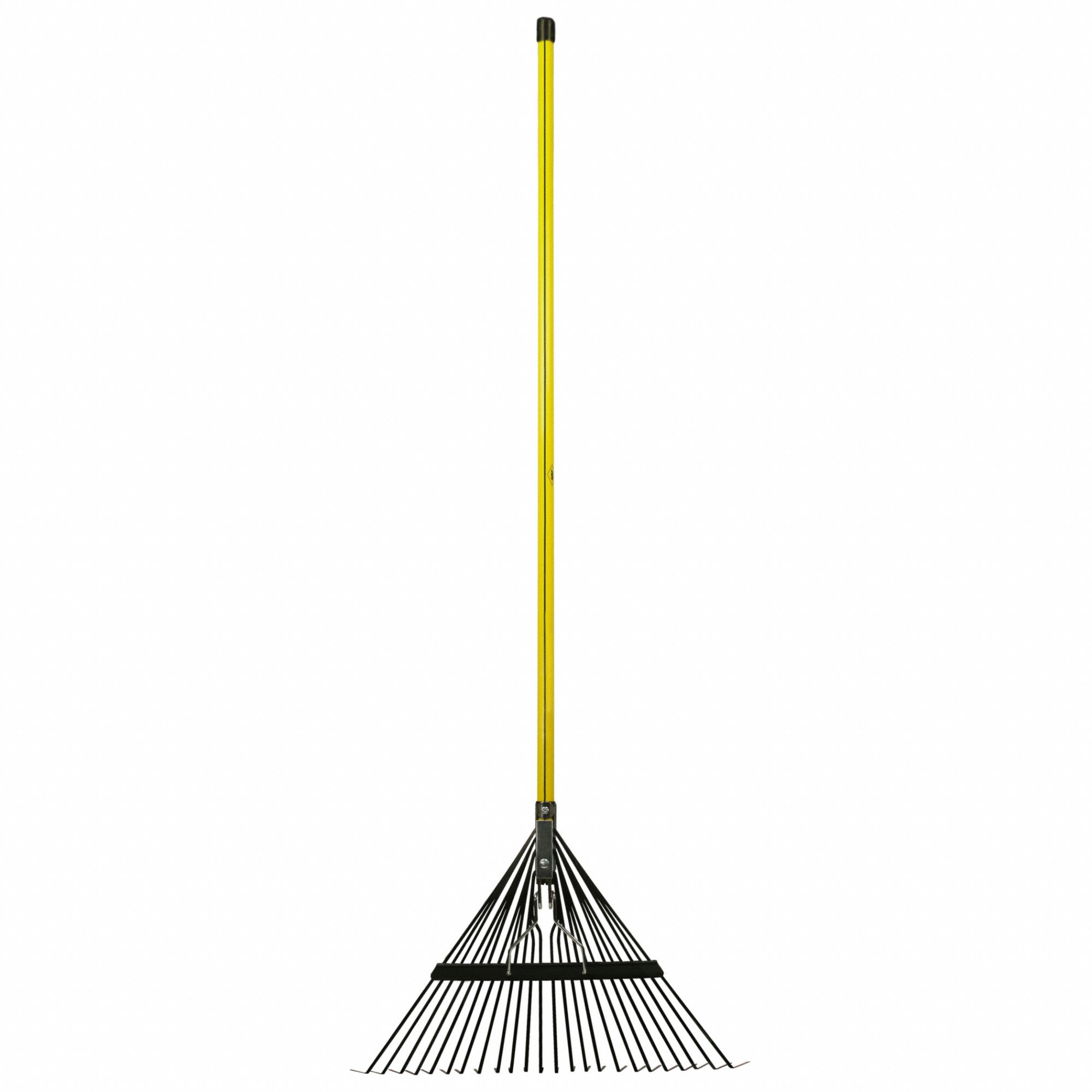 Leaf Rake: Spring Brace Head, Steel Head, Fiberglass Handle, 54 in Handle Lg