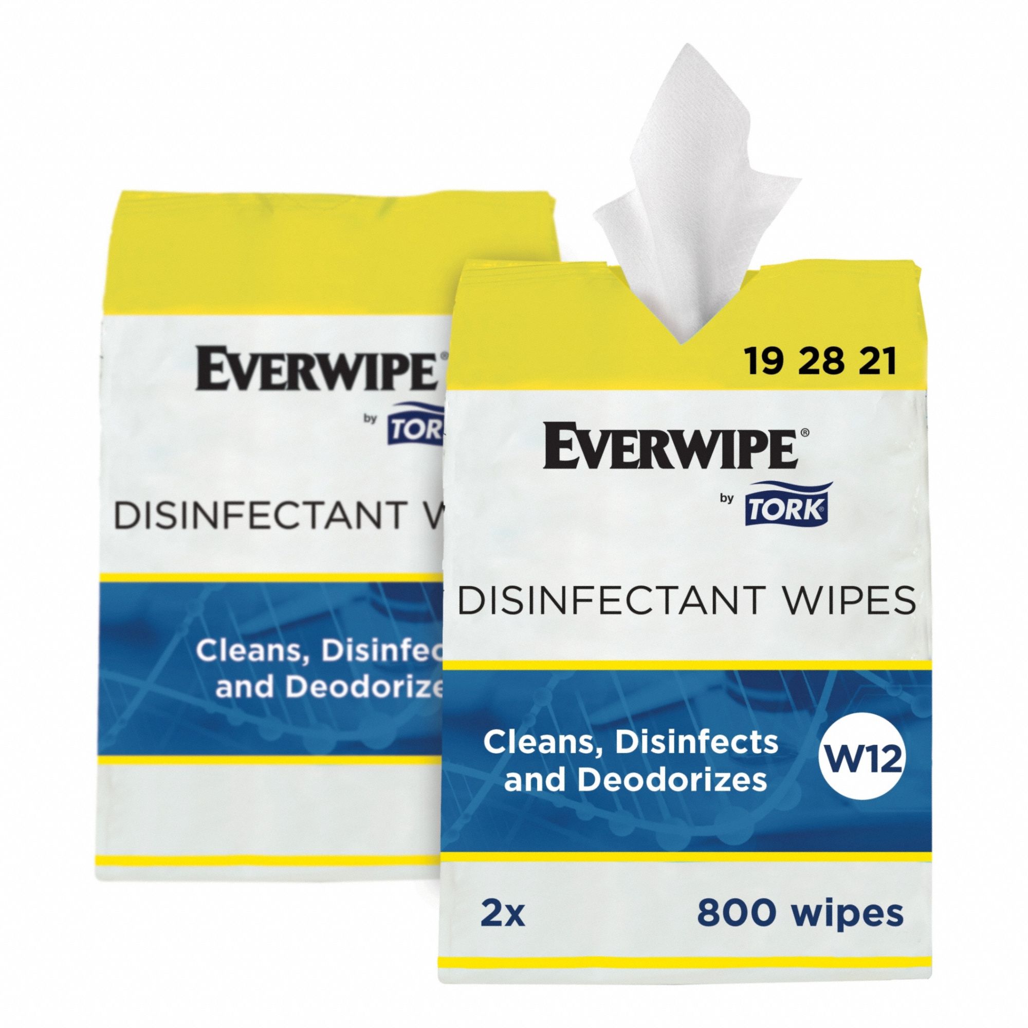 Disinfecting Wipes: Bag, Ready to Use, Wipes, Quat, 6 in x 8 in Sheet Size, Lemon, 2 PK
