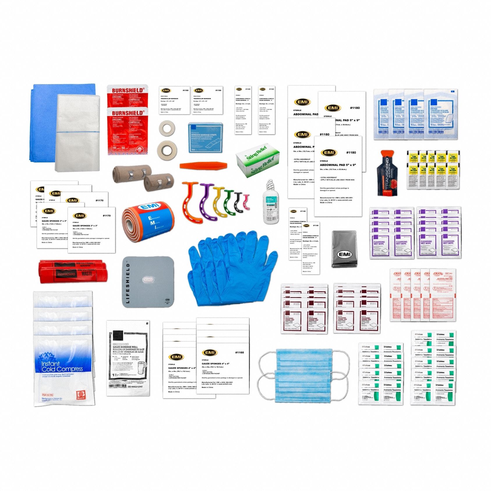 Response Refill Kit: 125 Components, Plastic, Poly Bag, Clear, Medication Included, Plastic
