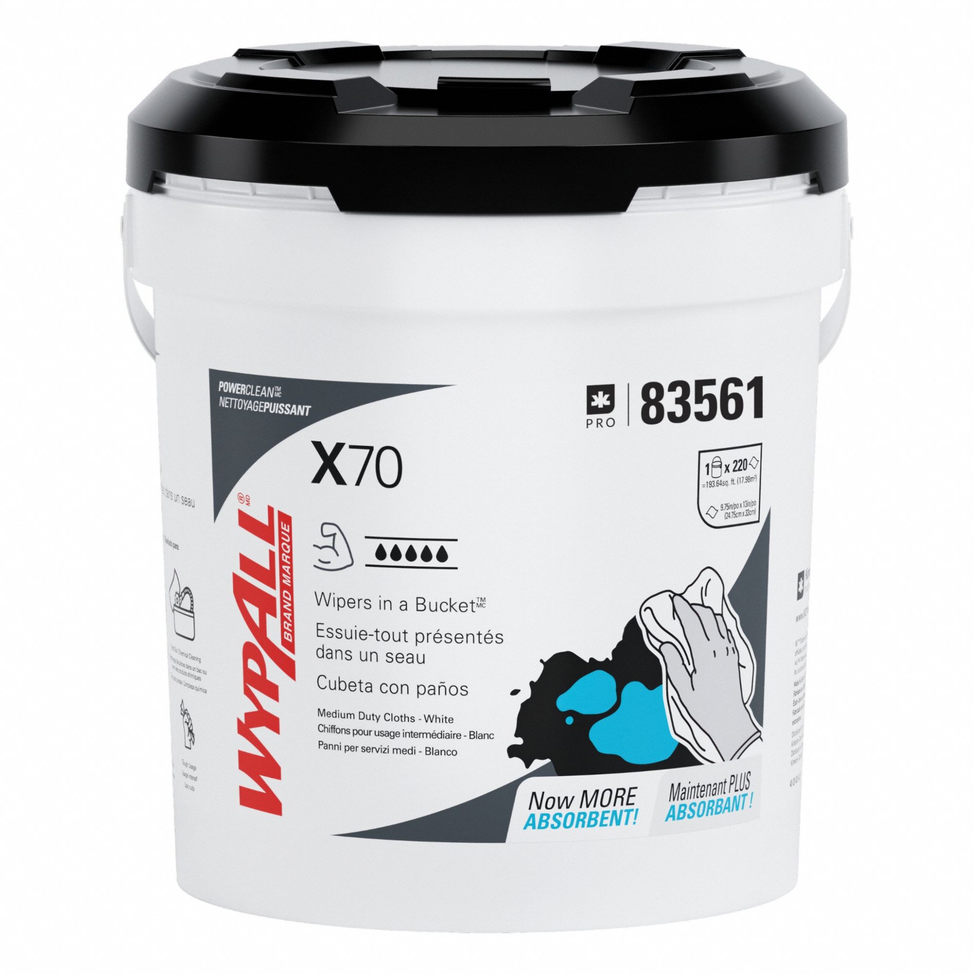 Wet Cleaning Wipes: Bucket, 440 ct Container Size, Ready to Use, Unscented, 2 PK