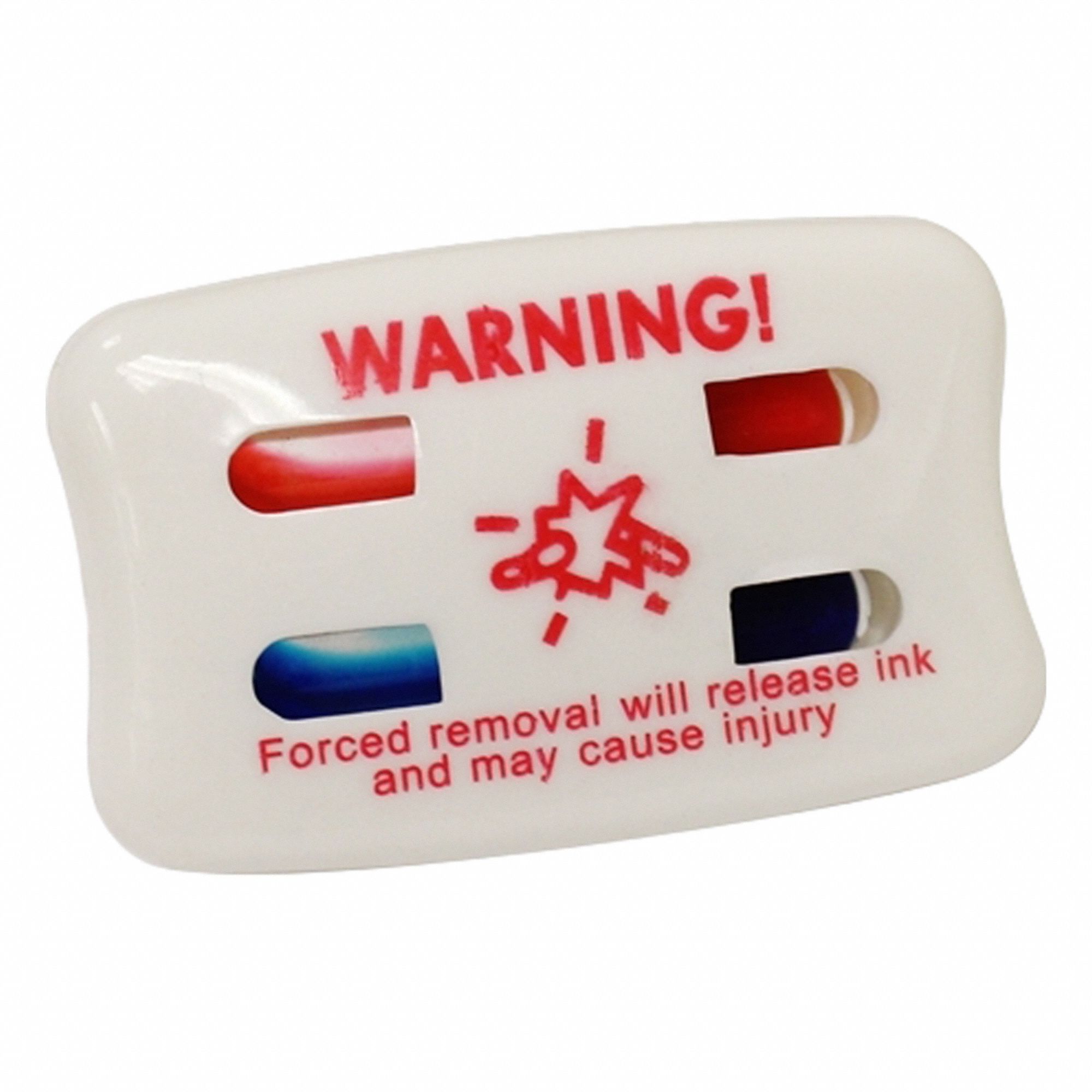 Security Tags: Ink, Pin, Non-Deactivatable, Black, Magnetic, Plastic, Ink Vials are Red and Yellow