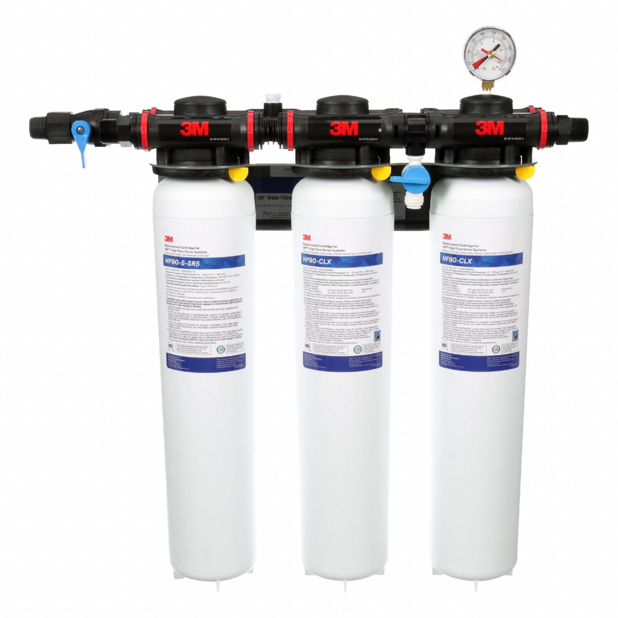 Water Filter System: 0.2 micron, 10 gpm, NPT, 24 1/2 in Overall Ht, 70, 000 gal
