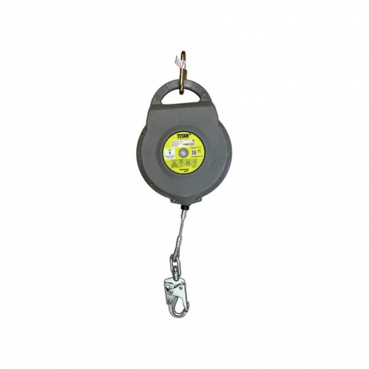 Self-Retracting Lifeline: Steel Swivel Snap Hook Anchor, Harness Steel Carabiner, 30 ft Line