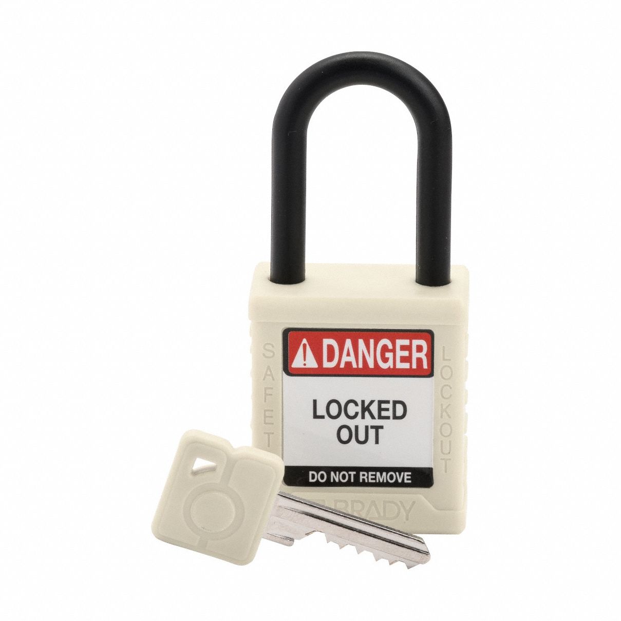 Lockout Padlock: Keyed Different, Nylon, Std Body Body Size, Plastic, Std, White, 1 Pack Size