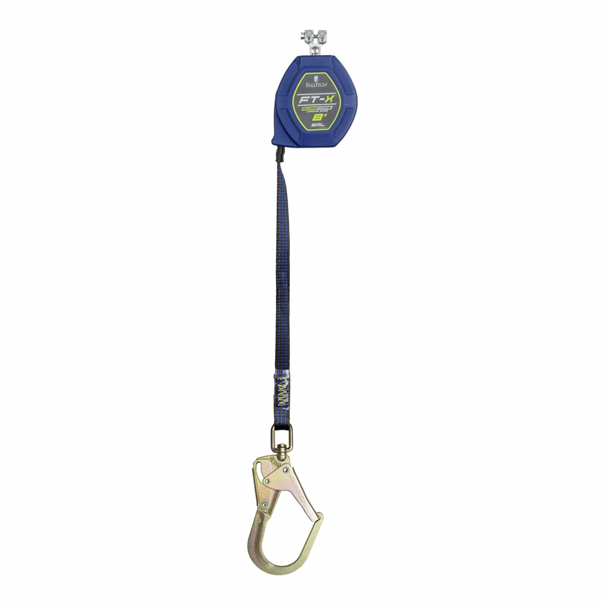Self-Retracting Lifeline: 2 1/2 inSteel Swivel Rebar Hook Anchor, 8 ft Line, 130 lb Min Wt