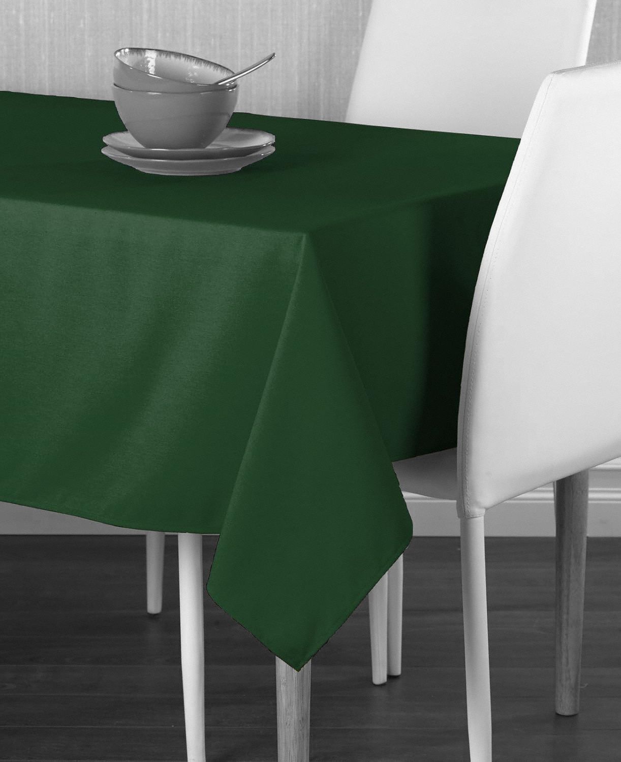 Tablecloth: Rectangle, Green, 72 in Overall Lg, 52 in Overall Wd, Polyester