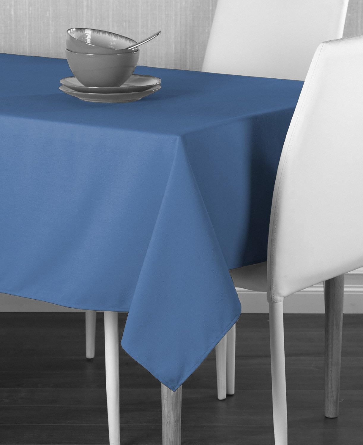 Tablecloth: Rectangle, Blue, 72 in Overall Lg, 52 in Overall Wd, Polyester