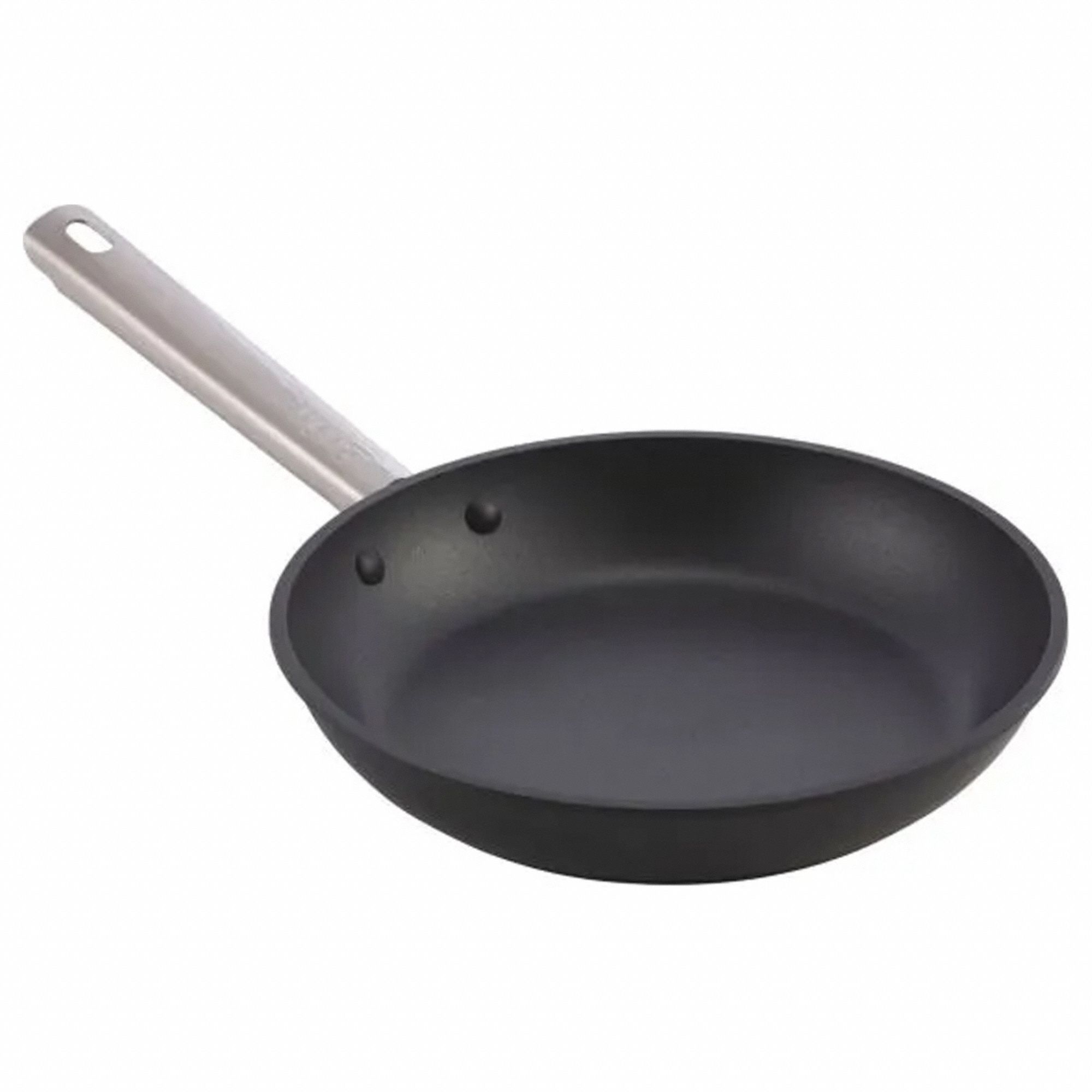 Fry Pan: Non-Stick, 11 in Top Dia, Aluminum, Black, Stainless Steel, Quan Tanium, Silver