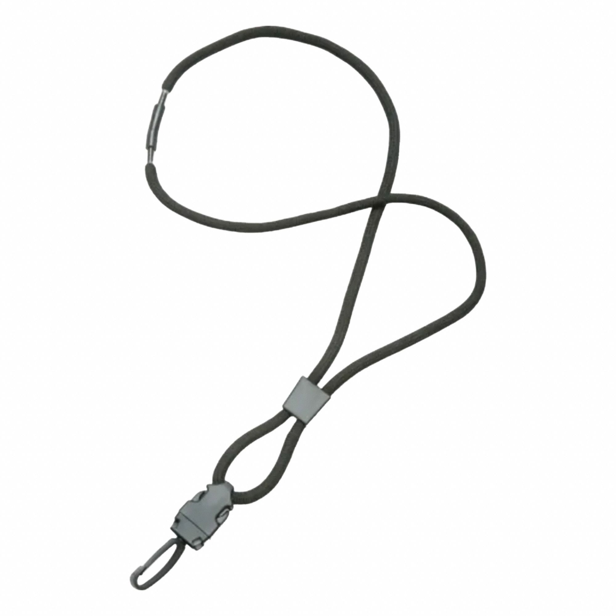 Lanyard: Snap Hook, 36 in Lanyard Strap Lg, 1/4 in Lanyard Strap Wd, Black, 12 PK