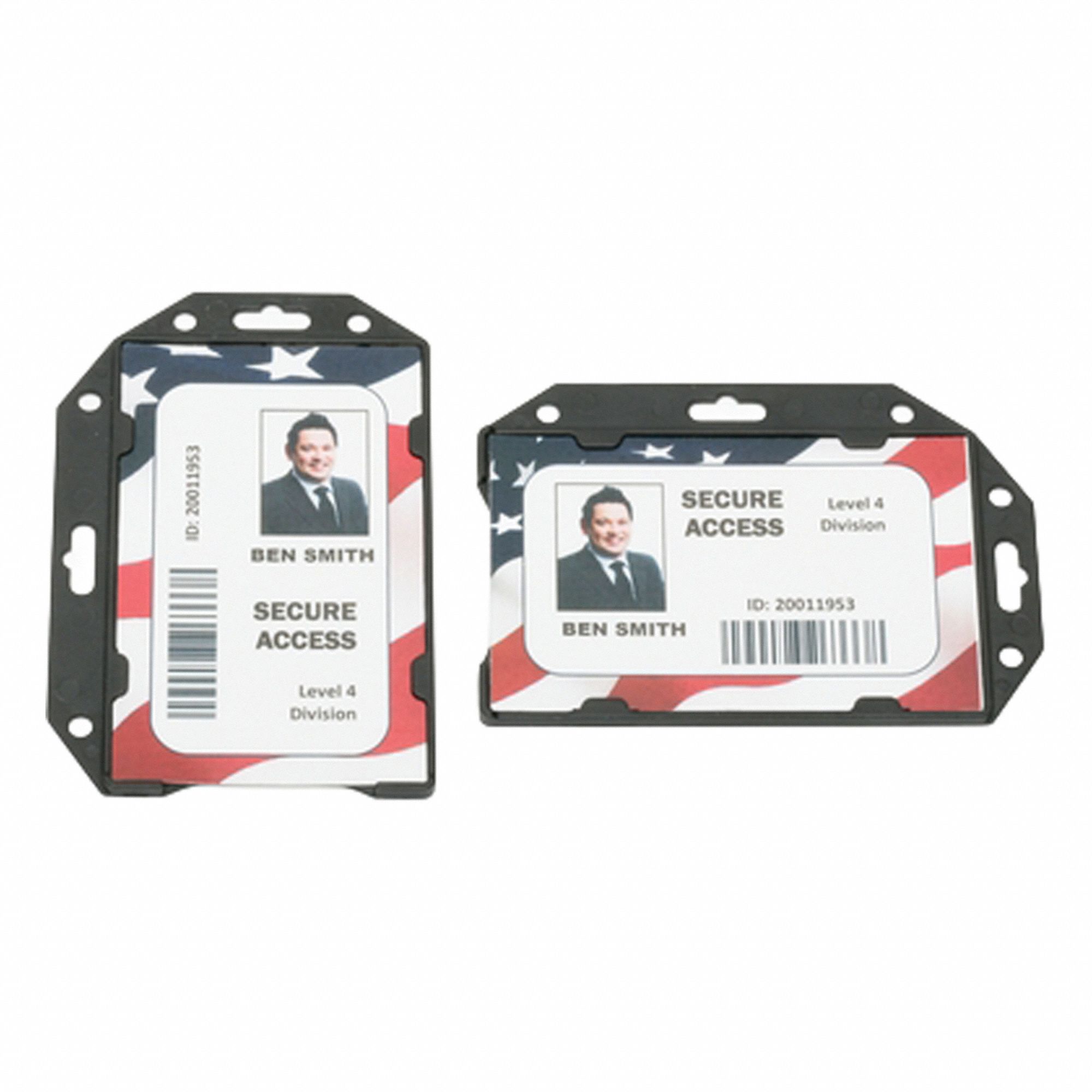 Badge Holder: Snap Hook/Strap, Horizontal/Vertical, 2 1/2 in Badge Pouch Wd, Clear, 12 PK