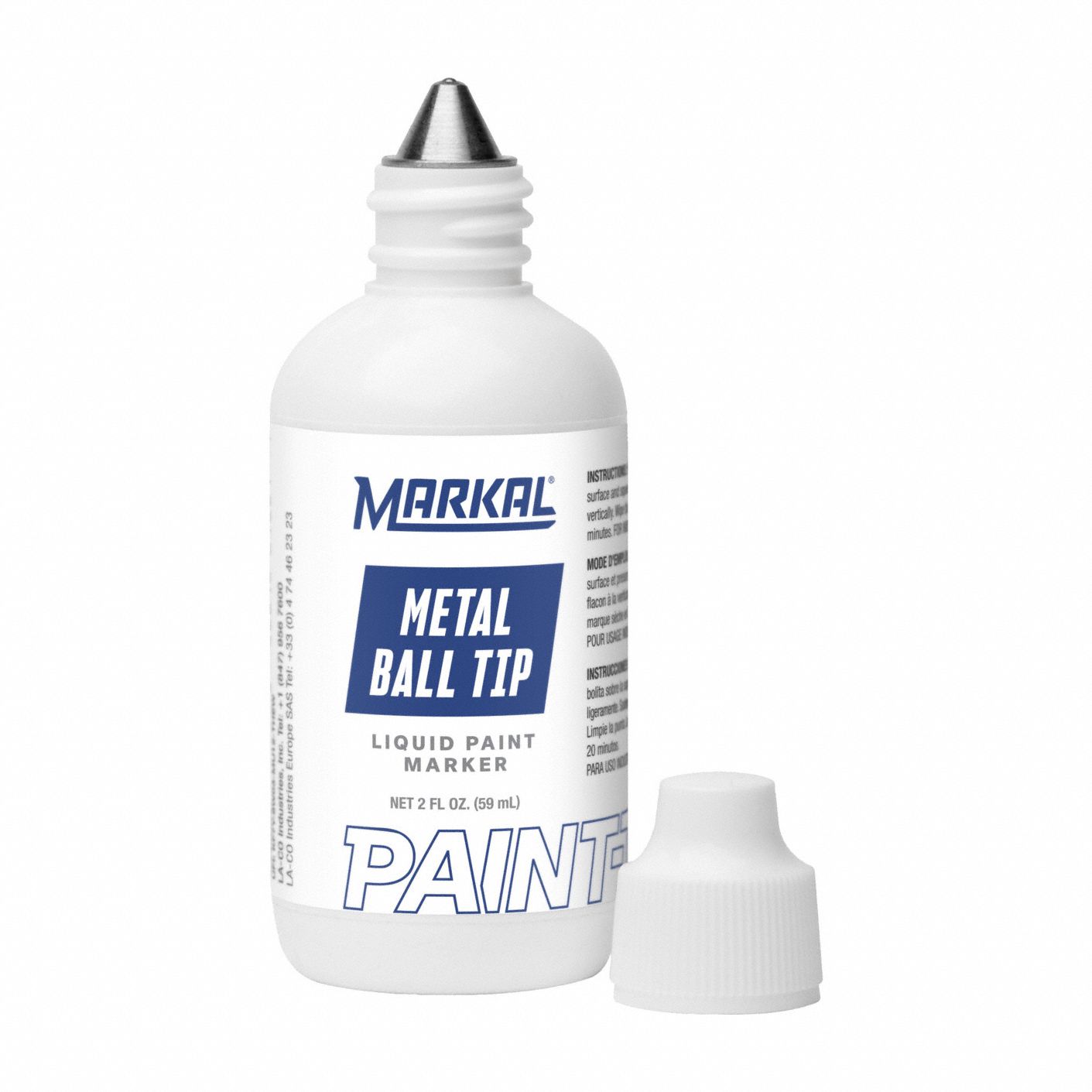 Liquid Paint Marker: 3.18 mm Tip Wd, Fiber Roller Ball, Blue, Point