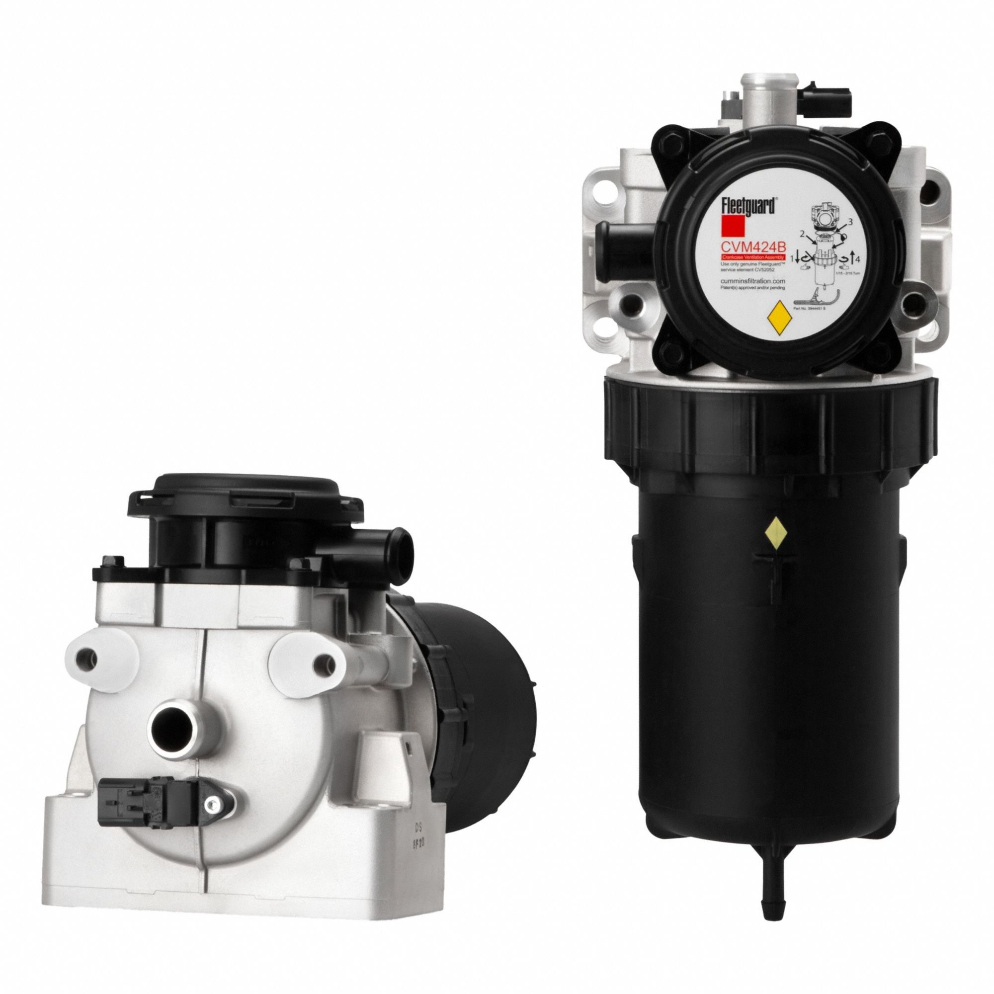 Crankcase Ventilation Filter: 5 15/32 in Outside Dia - Bottom, 15 3/8 in Overall Lg