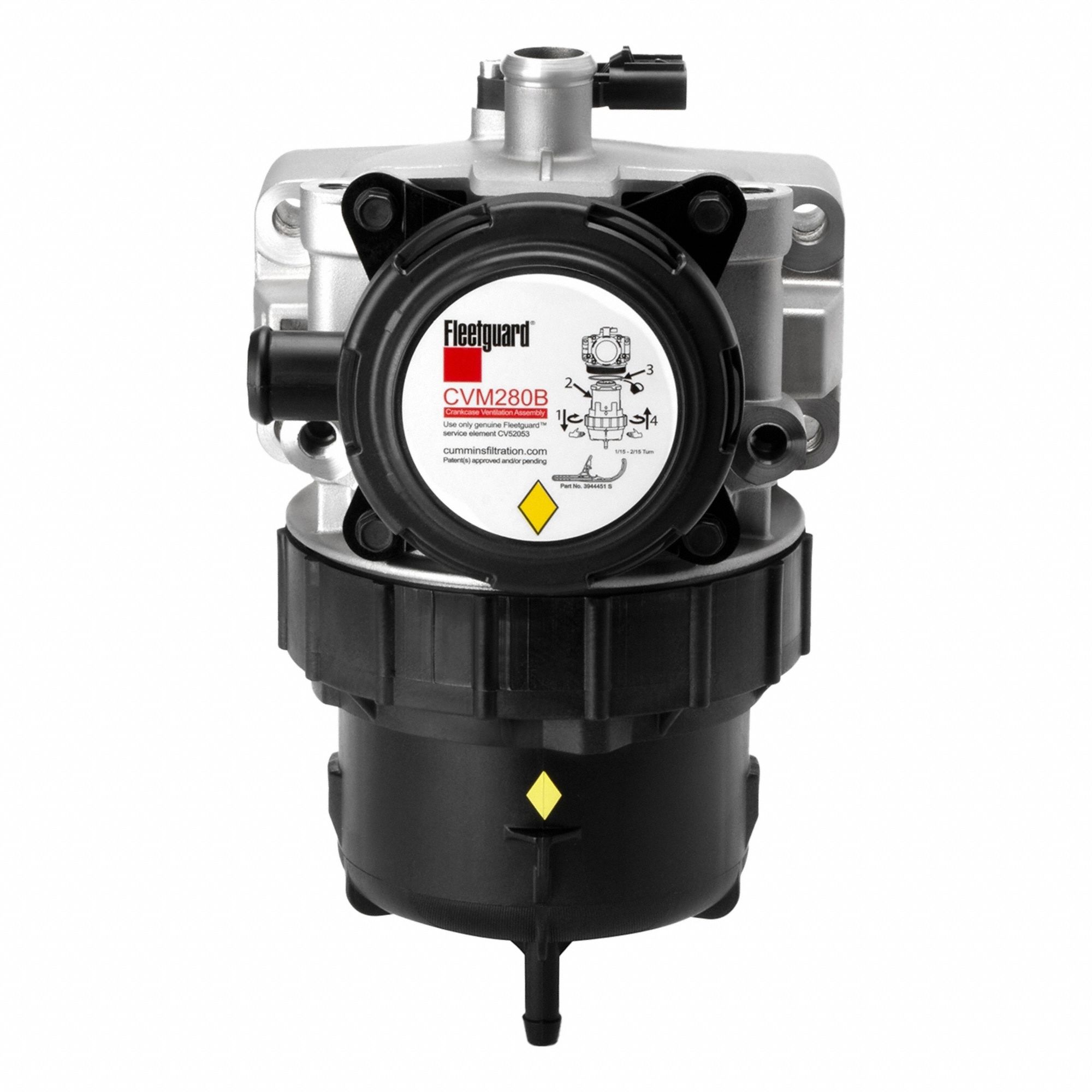 Crankcase Ventilation Filter: 5 15/32 in Outside Dia - Bottom, 11 7/16 in Overall Lg