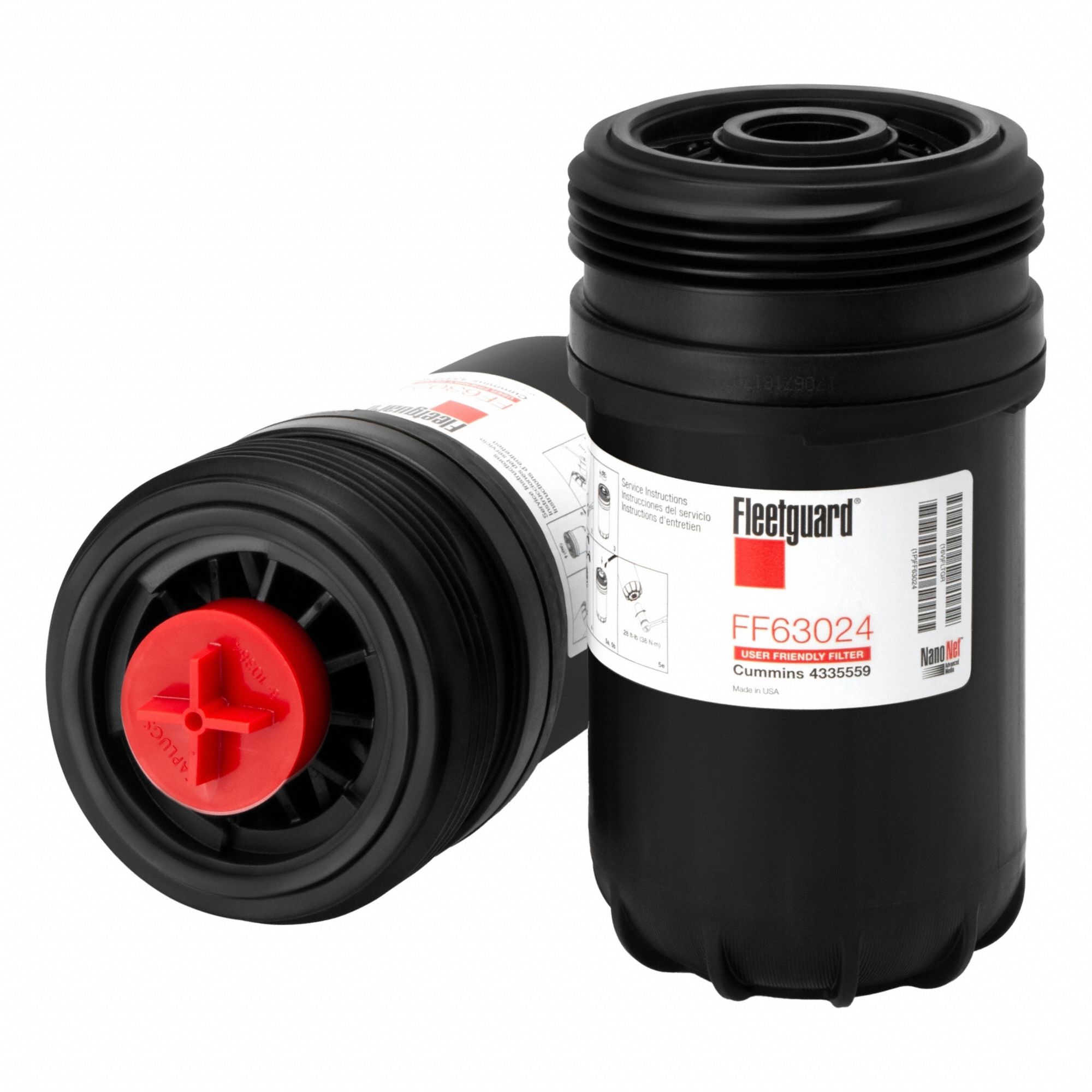 Fuel Filter: Cartridge, 7 3/16 in Overall Lg, 4 in Outside Dia, M102-4 Thread Size