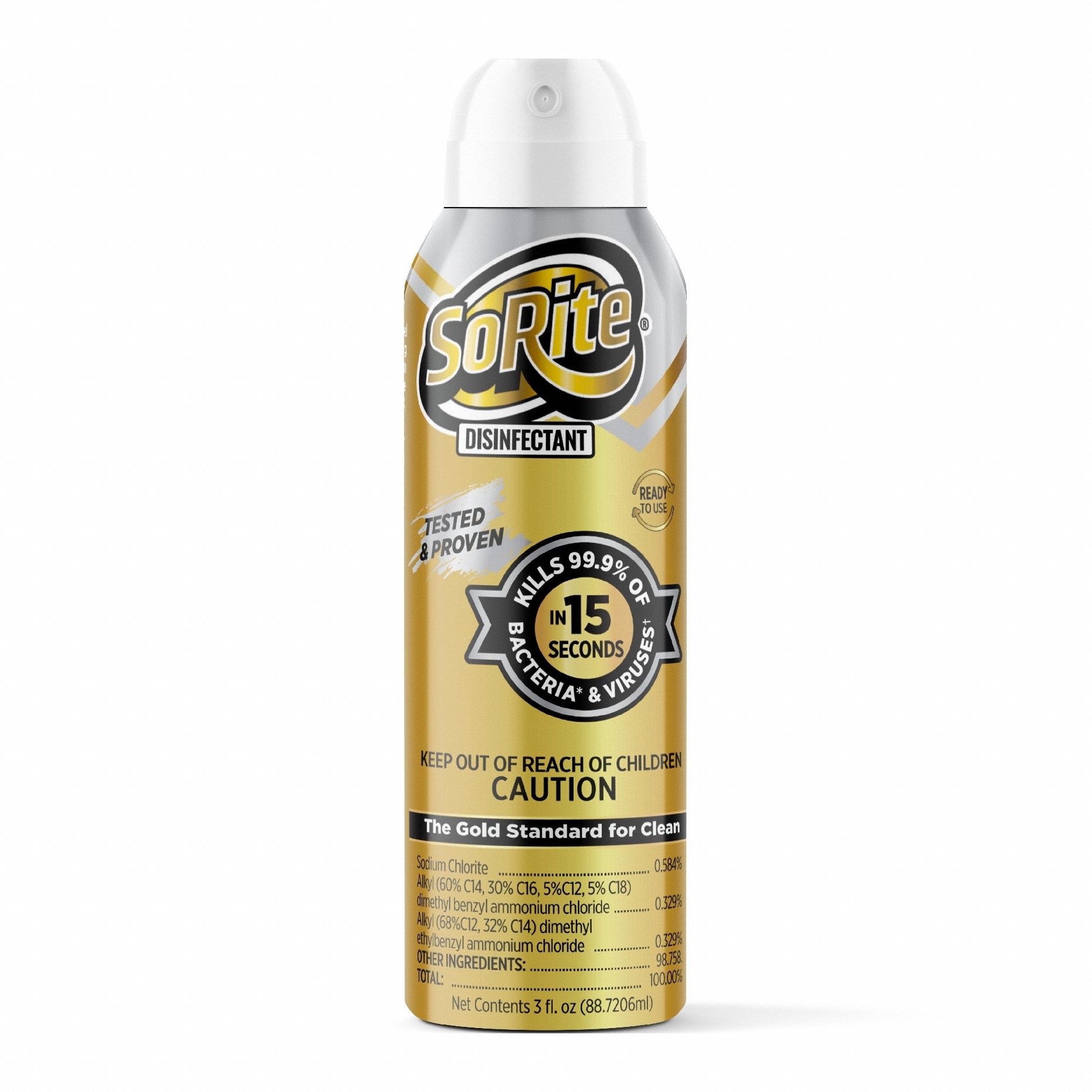 Disinfectant Cleaner: Aerosol Spray Can, Ready to Use, Liquid, Sodium Chlorite, Fresh, 24 PK