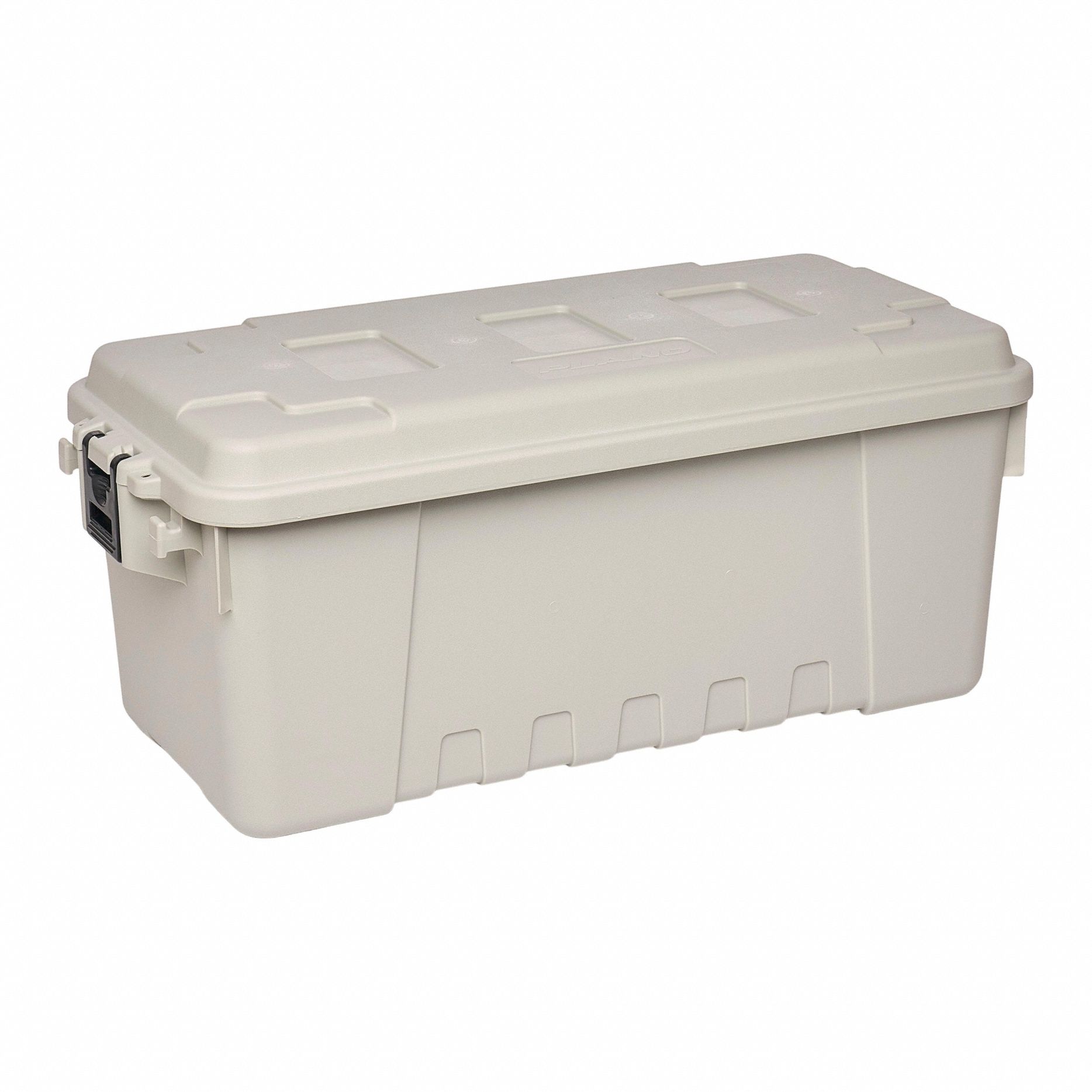 Storage Trunk: 17 gal, 30 in x 14 1/4 in x 12 3/4 in, Beige, Plastic, 2 Handles