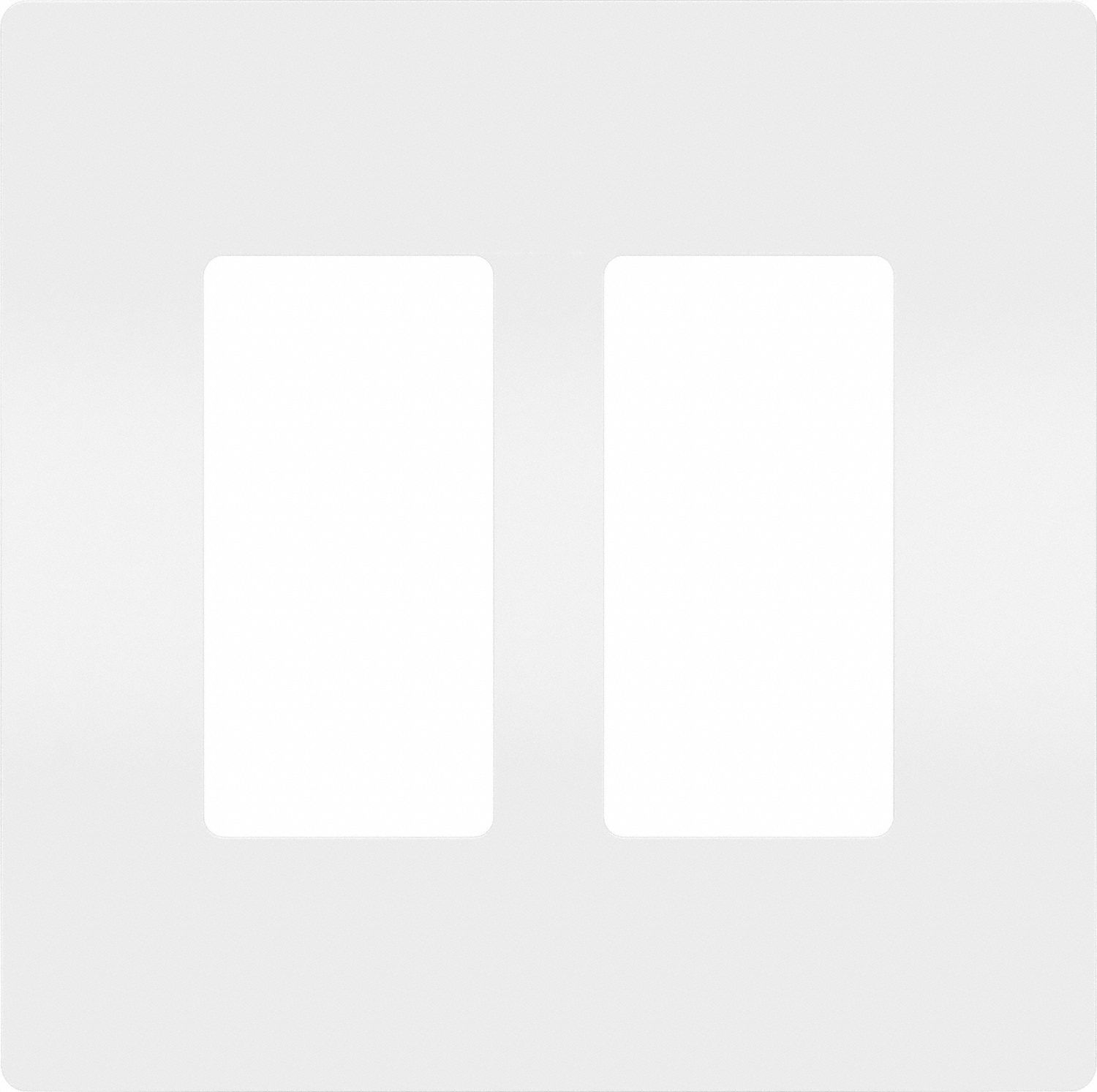 Receptacle Wall Plate: Decorator-Rocker, Plastic, White, 2 Outlet Openings, 2 Switch Openings