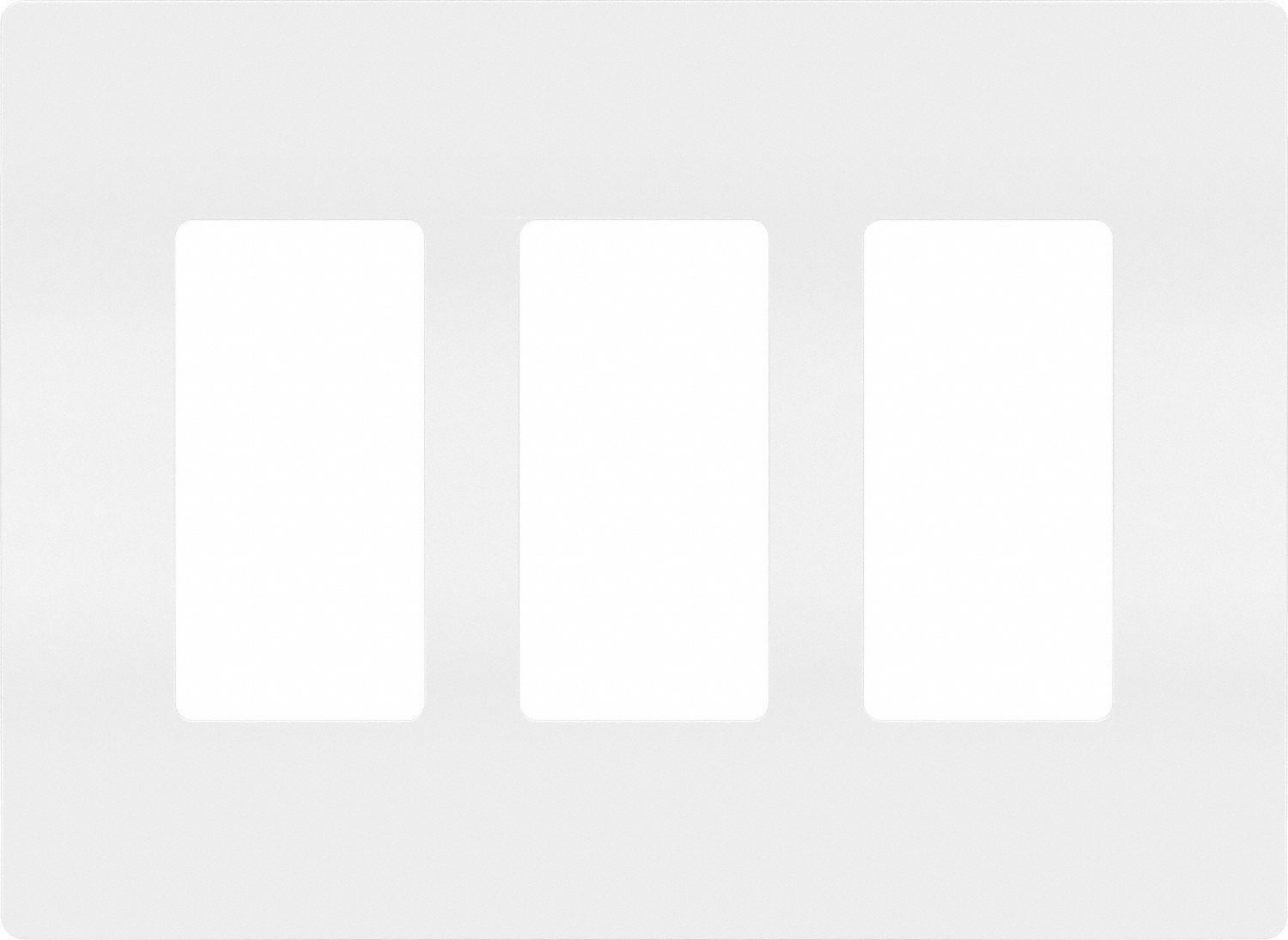 Receptacle Wall Plate: Decorator-Rocker, Plastic, White, 3 Outlet Openings, 3 Switch Openings