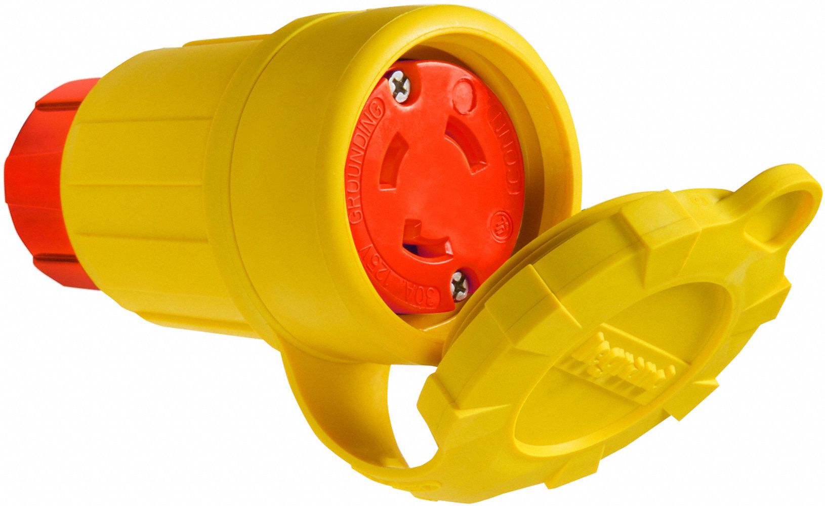 Locking Connector: L5-30R, 30 A, 125V AC, 2 Poles, Yellow, Shrouded, Antimicrobial/Gen Purpose
