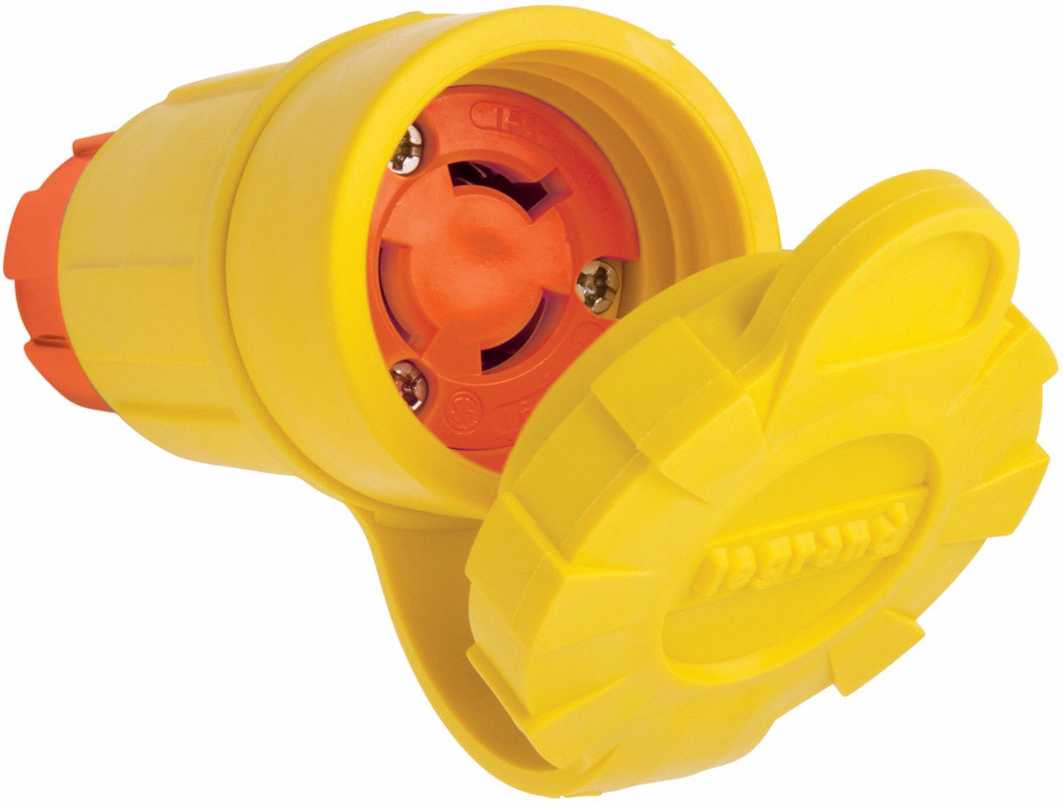 Locking Connector: L6-15R, 15 A, 250V AC, 2 Poles, Yellow, Shrouded, Antimicrobial/Gen Purpose