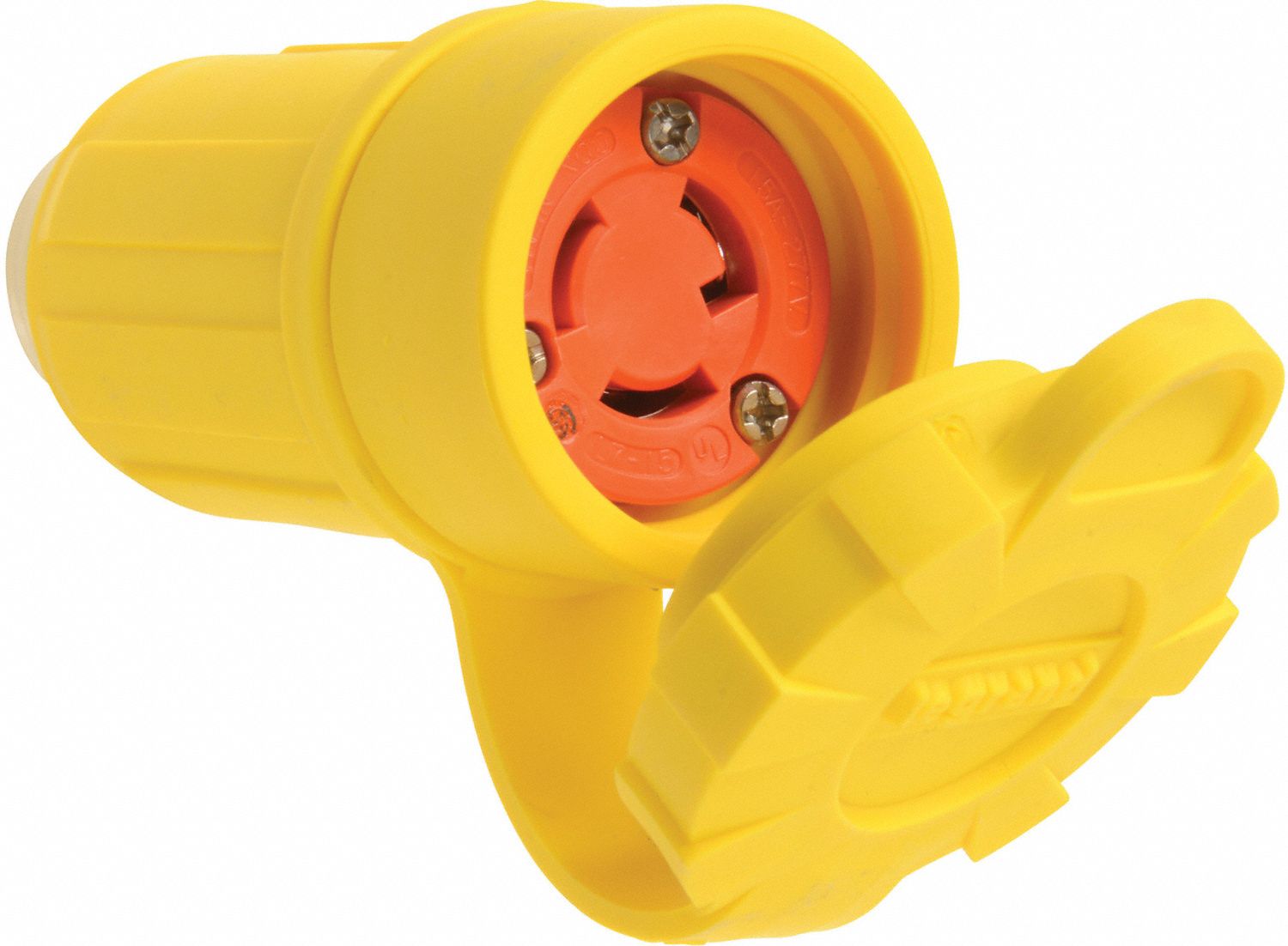 Locking Connector: L7-15R, 15 A, 277V AC, 2 Poles, Yellow, Shrouded, Antimicrobial/Gen Purpose
