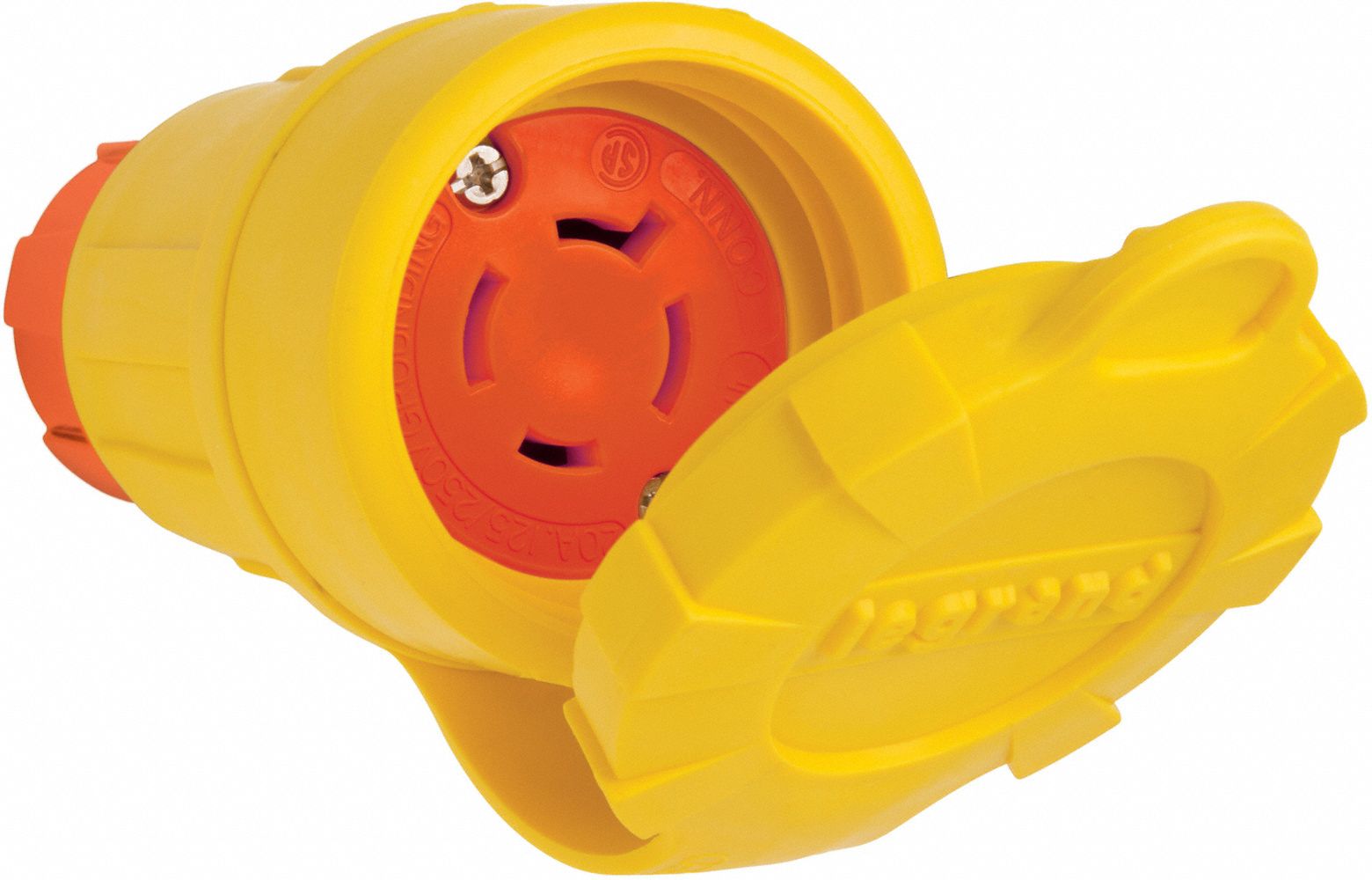Locking Connector: L14-20R, 20 A, 125/250V AC, 3 Poles, Yellow, Shrouded, Antimicrobial/Gen Purpose