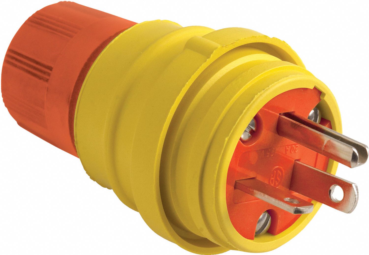 Straight Blade Plug: 5-20P, 20 A, 125V AC, Yellow, 2 Poles, Screw Terminals