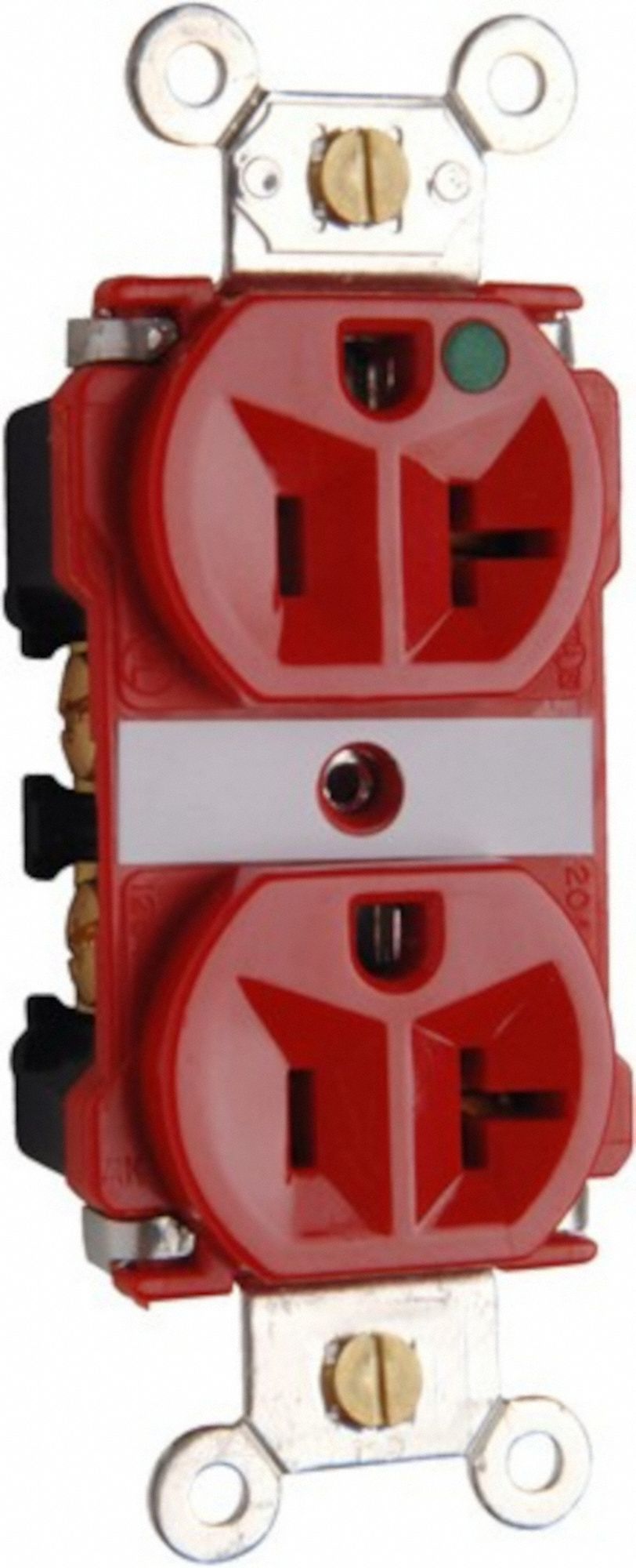 Receptacle: Duplex, 5-20R, 20 A, 125V AC, Red, 2 Pole / 3 Wire Poles & Wires