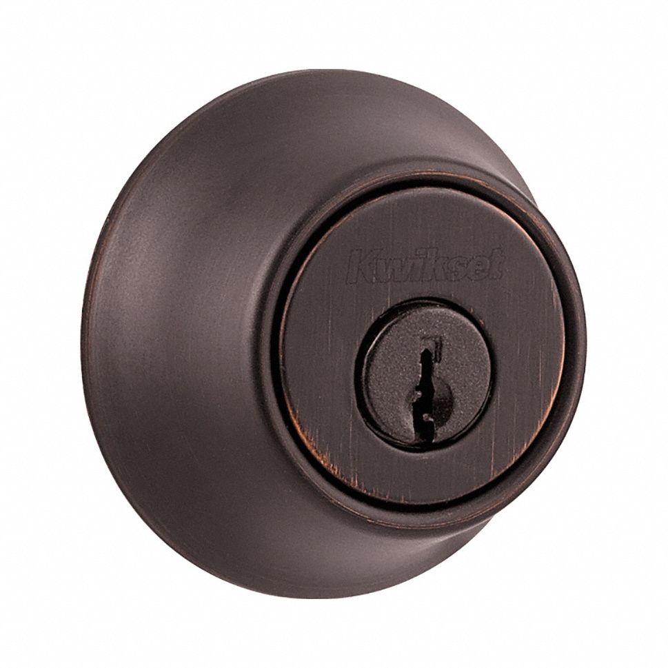 Single Cylinder Deadbolt: Cylindrical, 1 3/4 in Door Thick - Max, Black