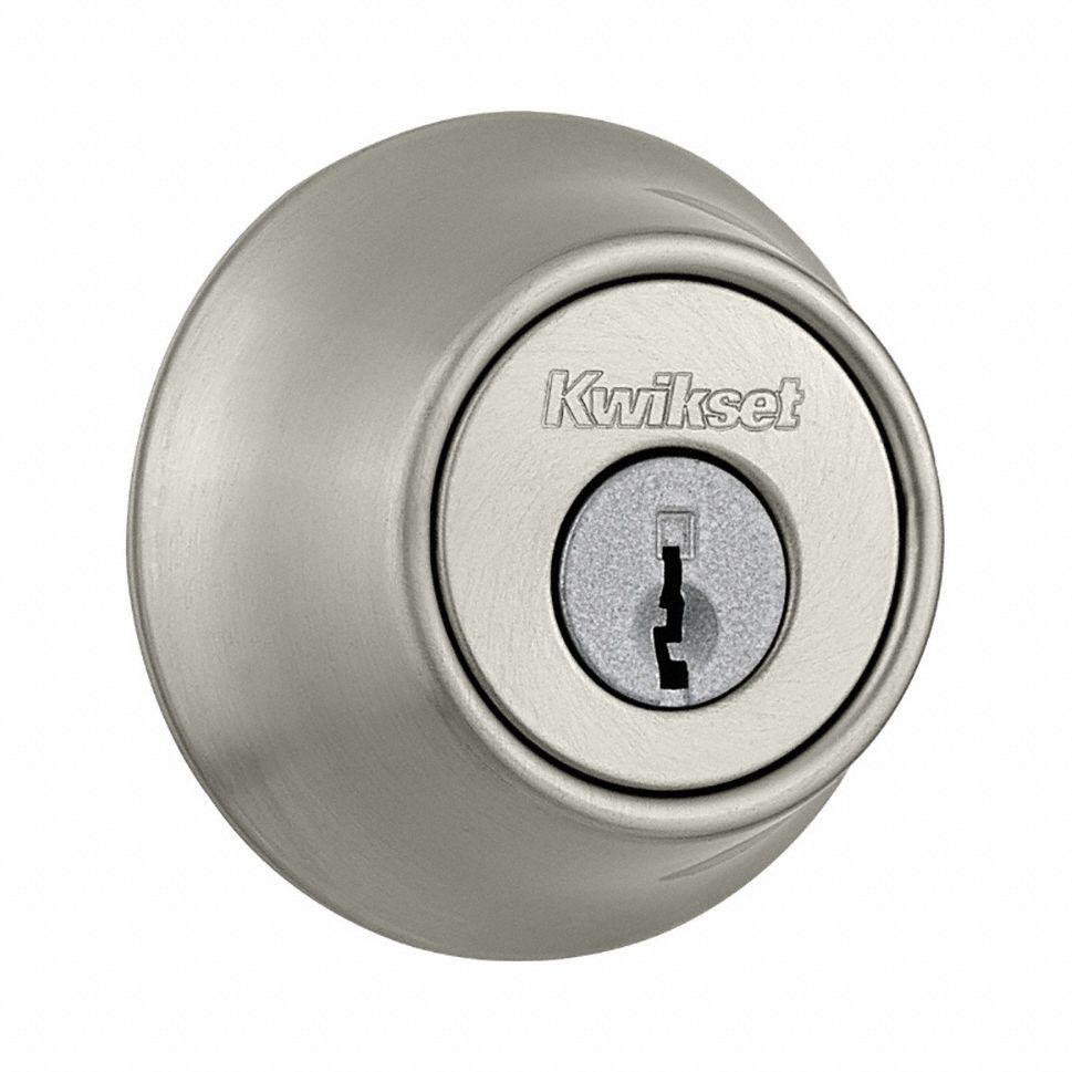 Single Cylinder Deadbolt: Cylindrical, 1 3/4 in Door Thick - Max, Nickel