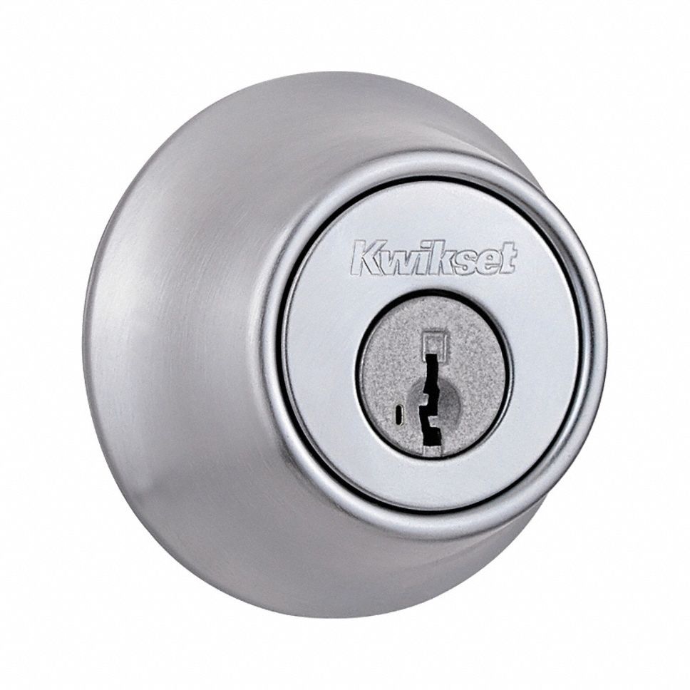 Single Cylinder Deadbolt: Cylindrical, 1 3/4 in Door Thick - Max, Chrome