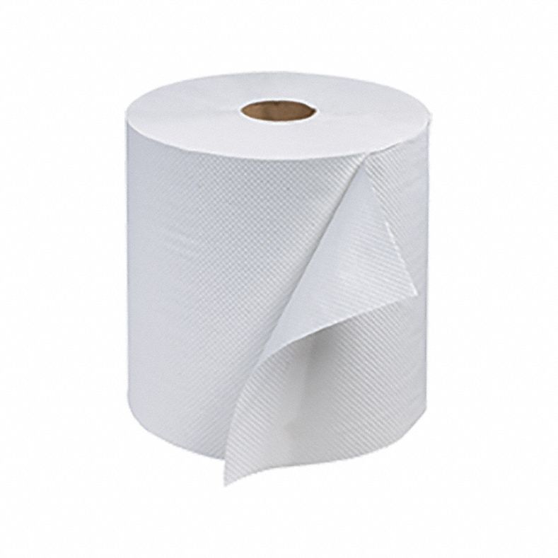 Paper Towel Roll: White, 7 7/8 in Roll Wd, 1, 000 ft Roll Lg, Continuous Sheet Lg, H21, 6 PK