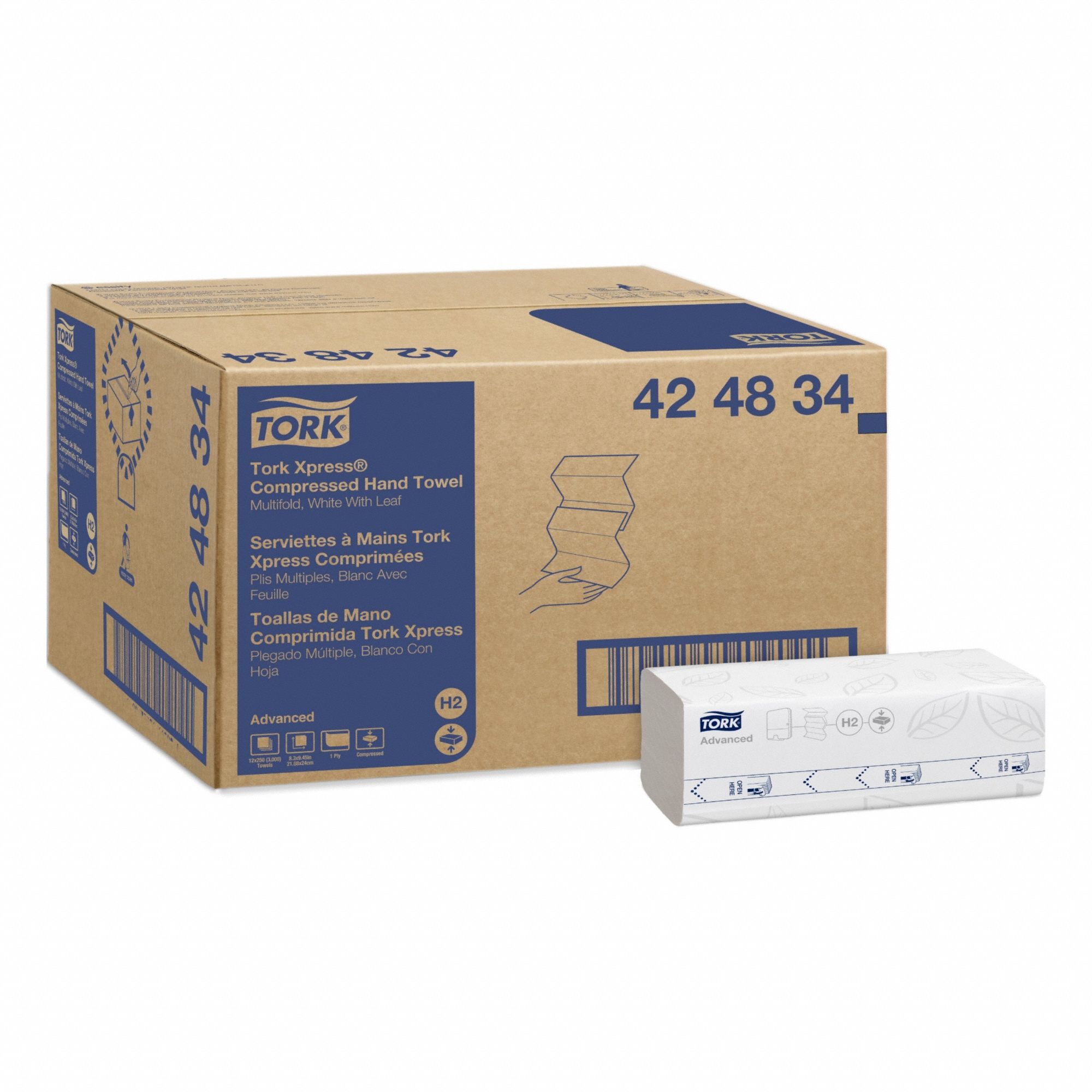 Paper Towel Sheets: White, 8 3/8 in Sheet Wd, 9 1/2 in Sheet Lg, 250 Sheets, 1 Ply, 12 PK