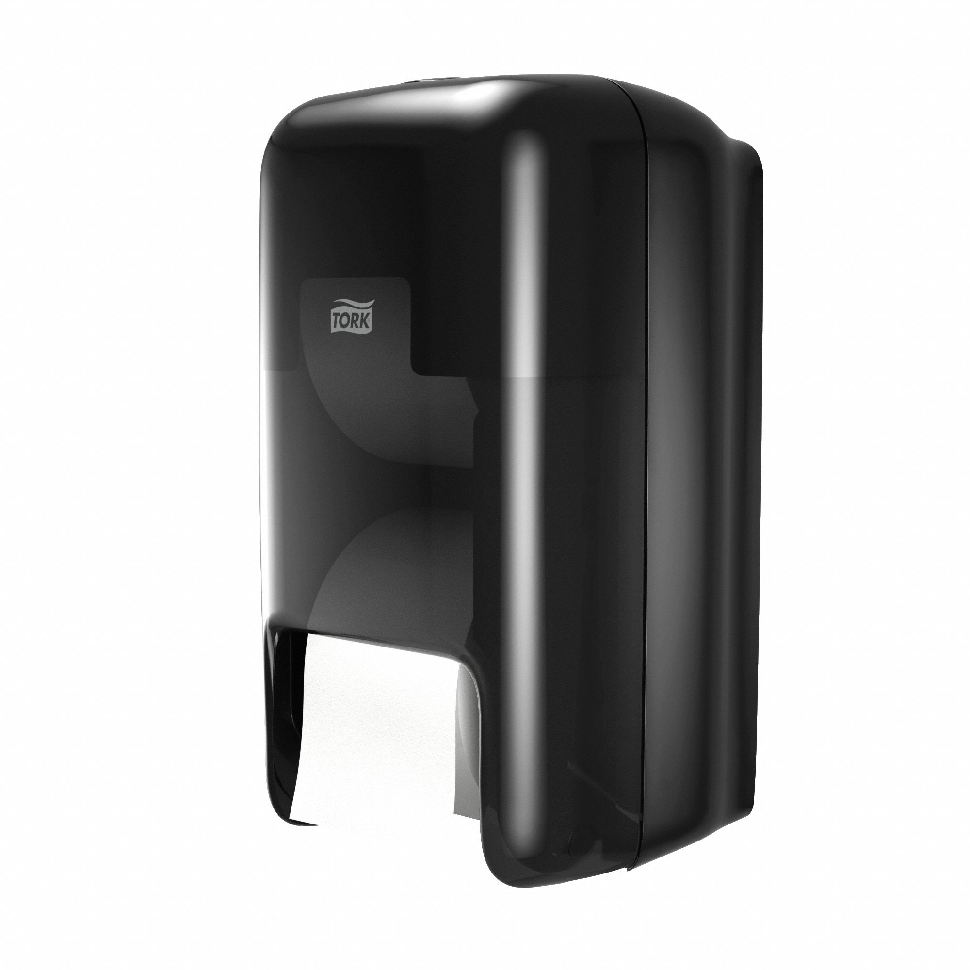 Toilet Paper Dispenser: Coreless, Vertical Double Roll, Plastic, Black, T5/T7 OptiServe®