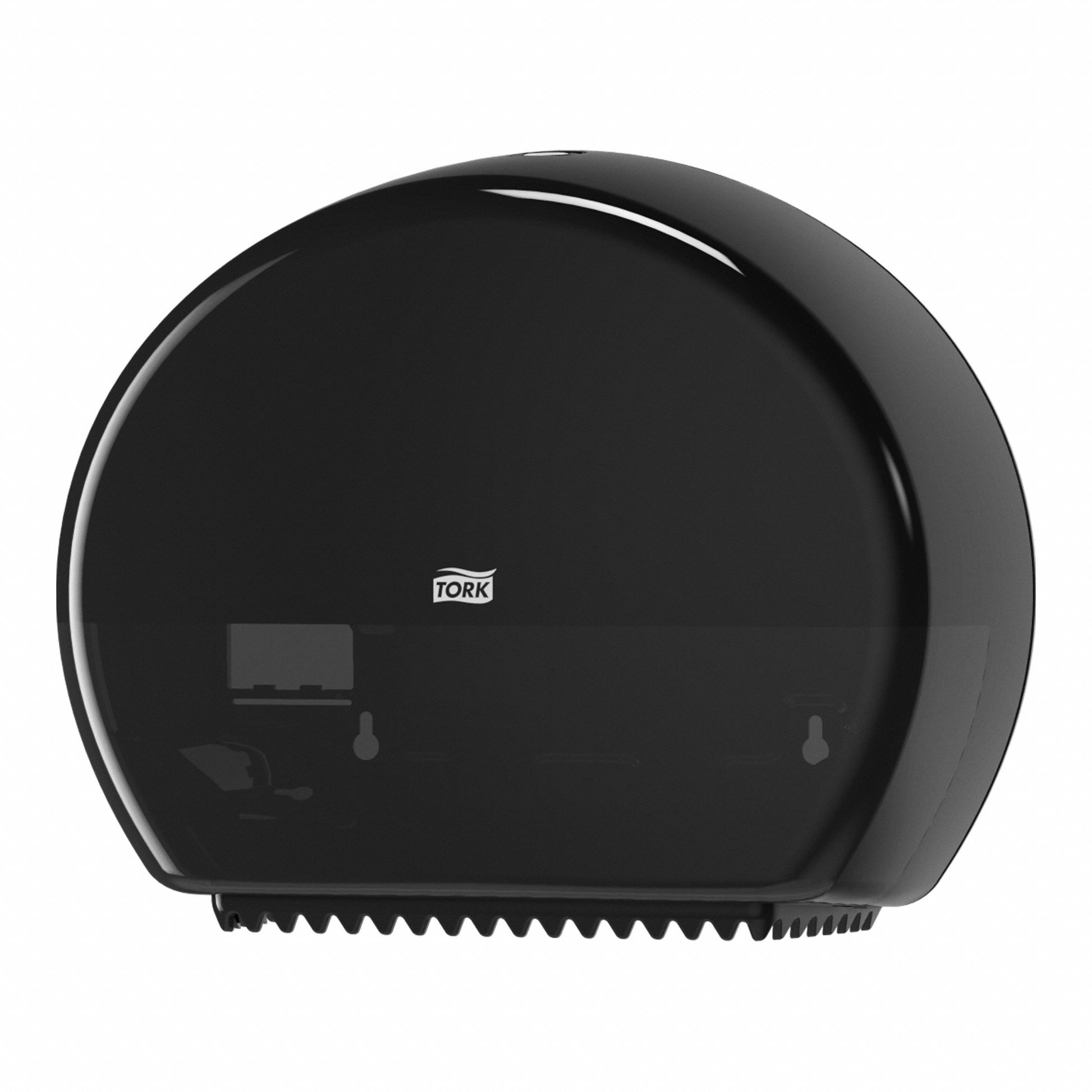 Toilet Paper Dispenser: Jumbo Core, Horizontal Single Roll, Plastic, Black, T2