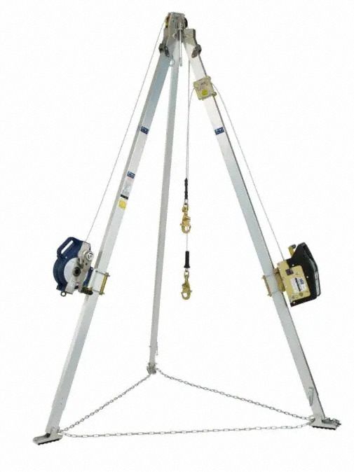 Tripod: 96 in to 9 ft Ht, 79 in to 96 in Base, 350 lb Wt Capacity, 60 ft Cable Lg