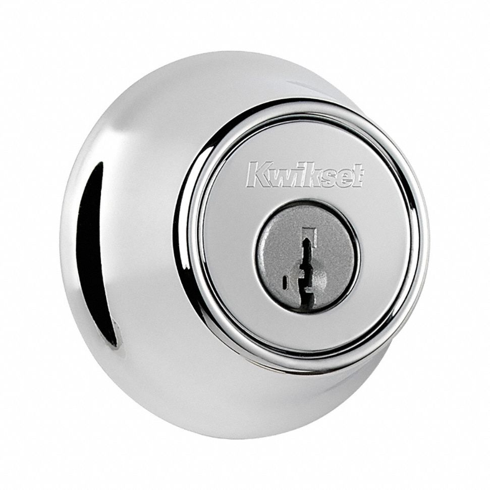 Single Cylinder Deadbolt: Cylindrical, 1 3/4 in Door Thick - Max, Chrome