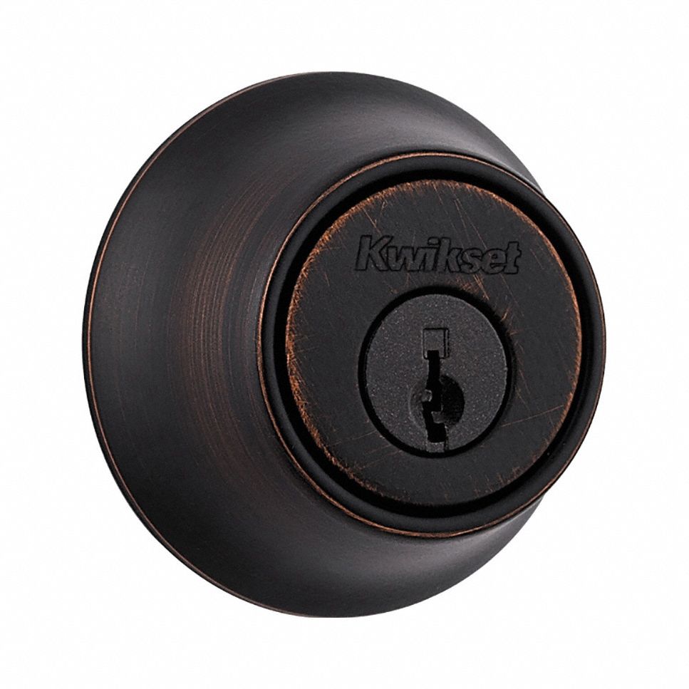 Single Cylinder Deadbolt: Cylindrical, 1 3/4 in Door Thick - Max, Black