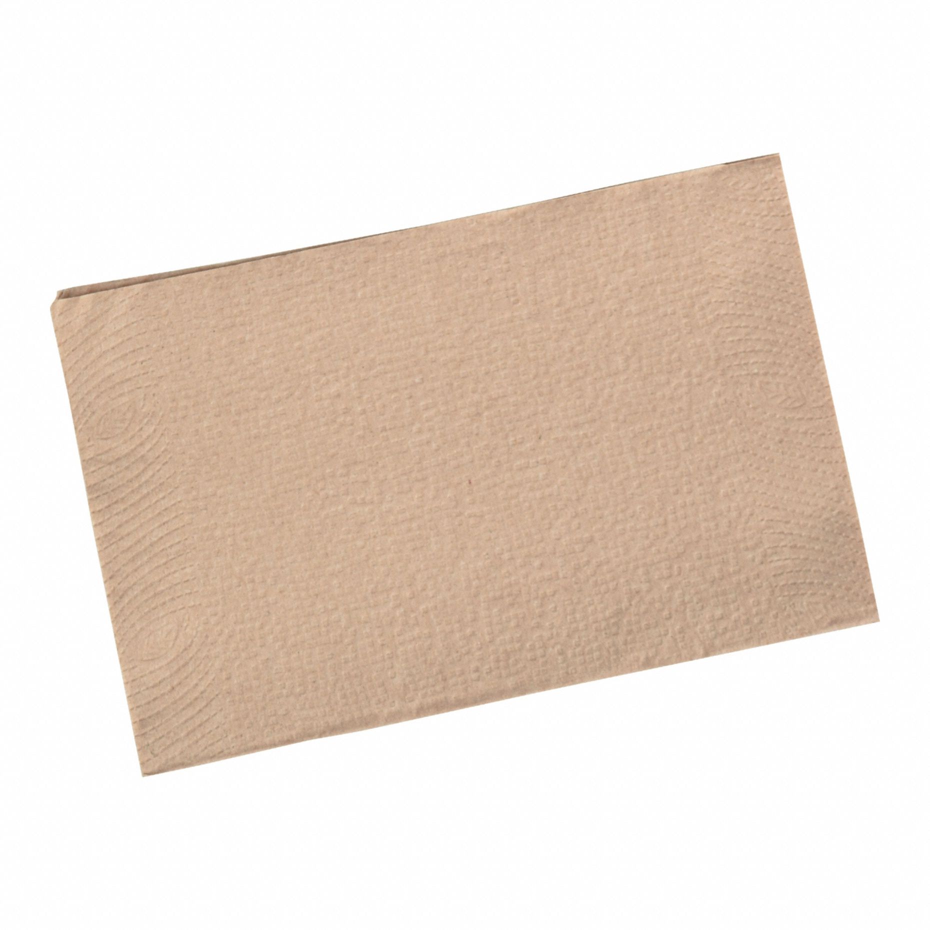 Disposable Napkins: 2 Ply, 4 1/4 in x 6 1/2 in, Brown, Embossed, Side-Fold, 12 PK