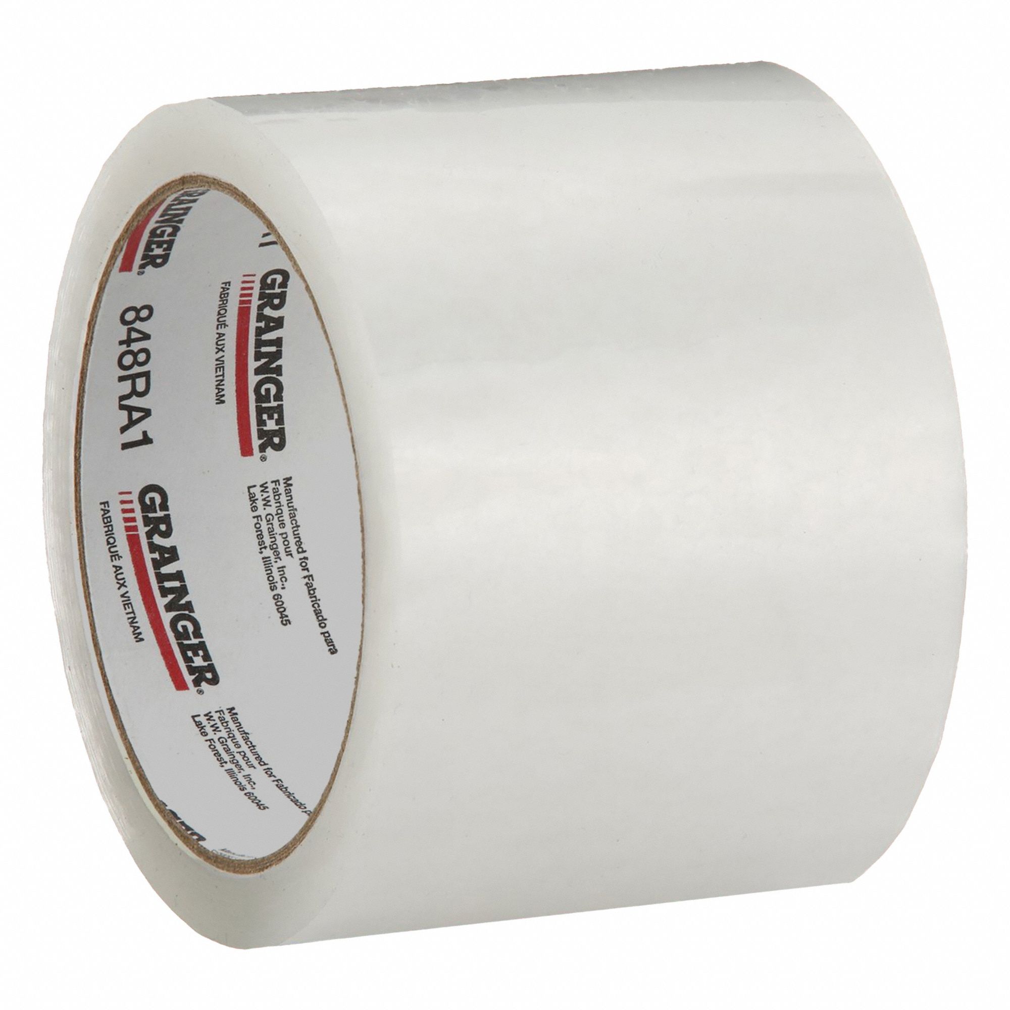 Acrylic Packing Tape: 1.8 mil Tape Thick, 3 in x 55 yd, 3 in, Clear, LD, Light-Duty